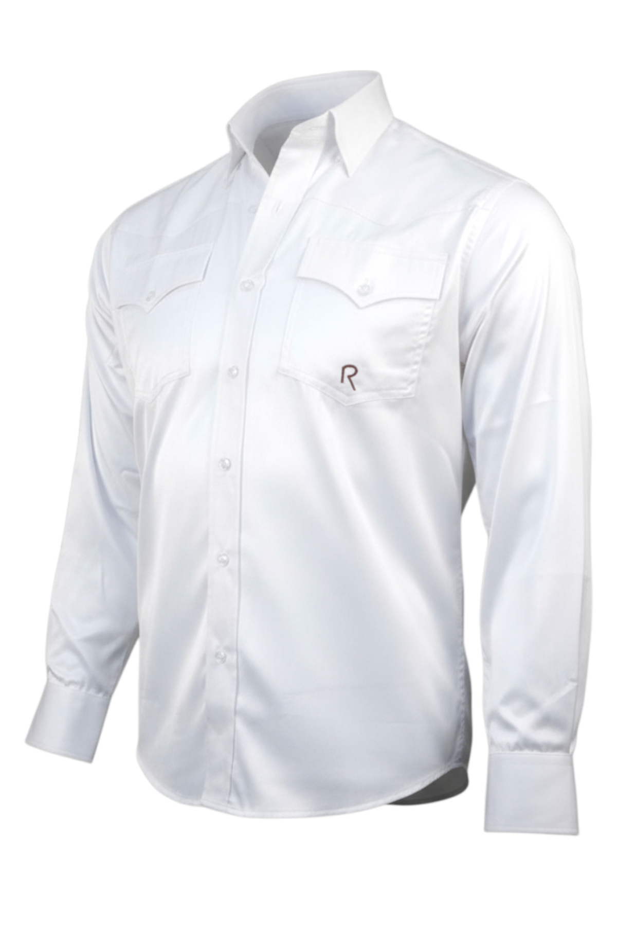 Front of a white long sleeve button-down shirt on a transparent background