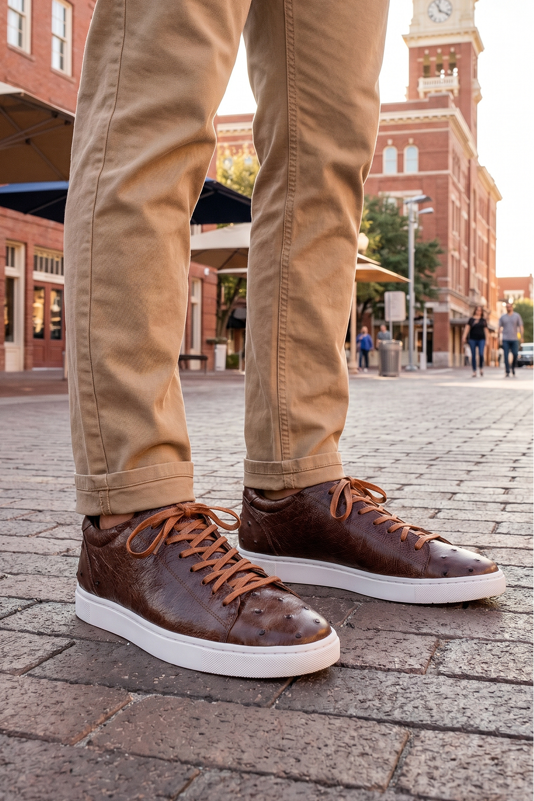 Go West Supply The McCrae Leather Sneaker - Cognac Ostrich