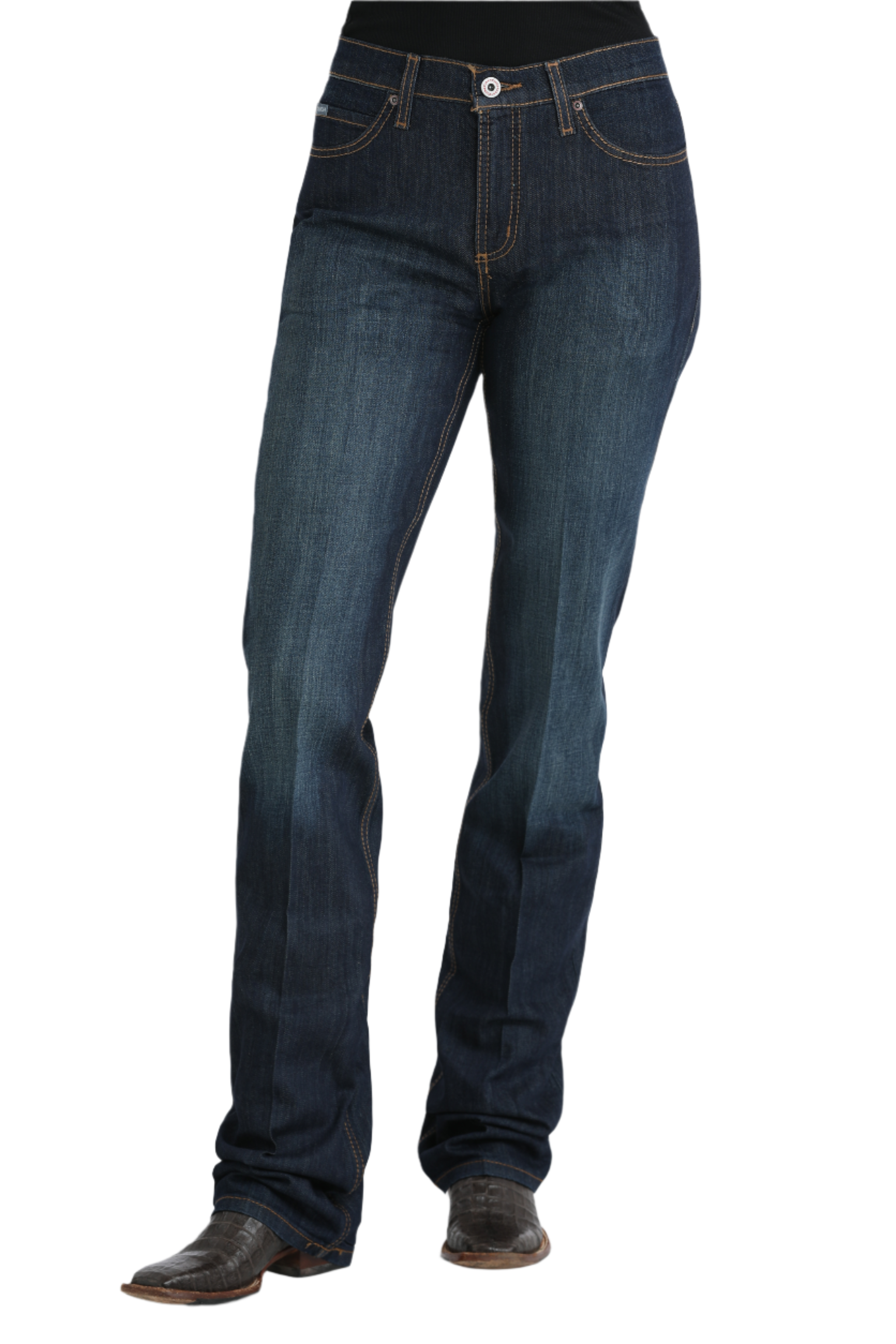 Dark wash blue jeans and boots