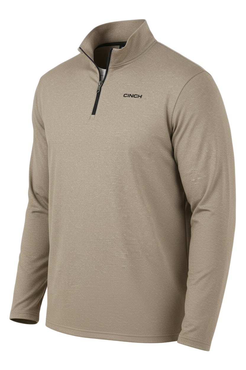 CINCH MEN'S 1/4 ZIP SHIRT - KHAKI