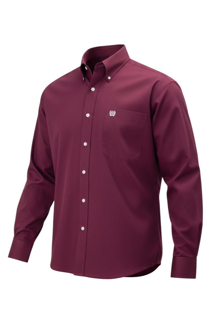 CINCH MEN'S SOLID SHIRT - BURGUNDY