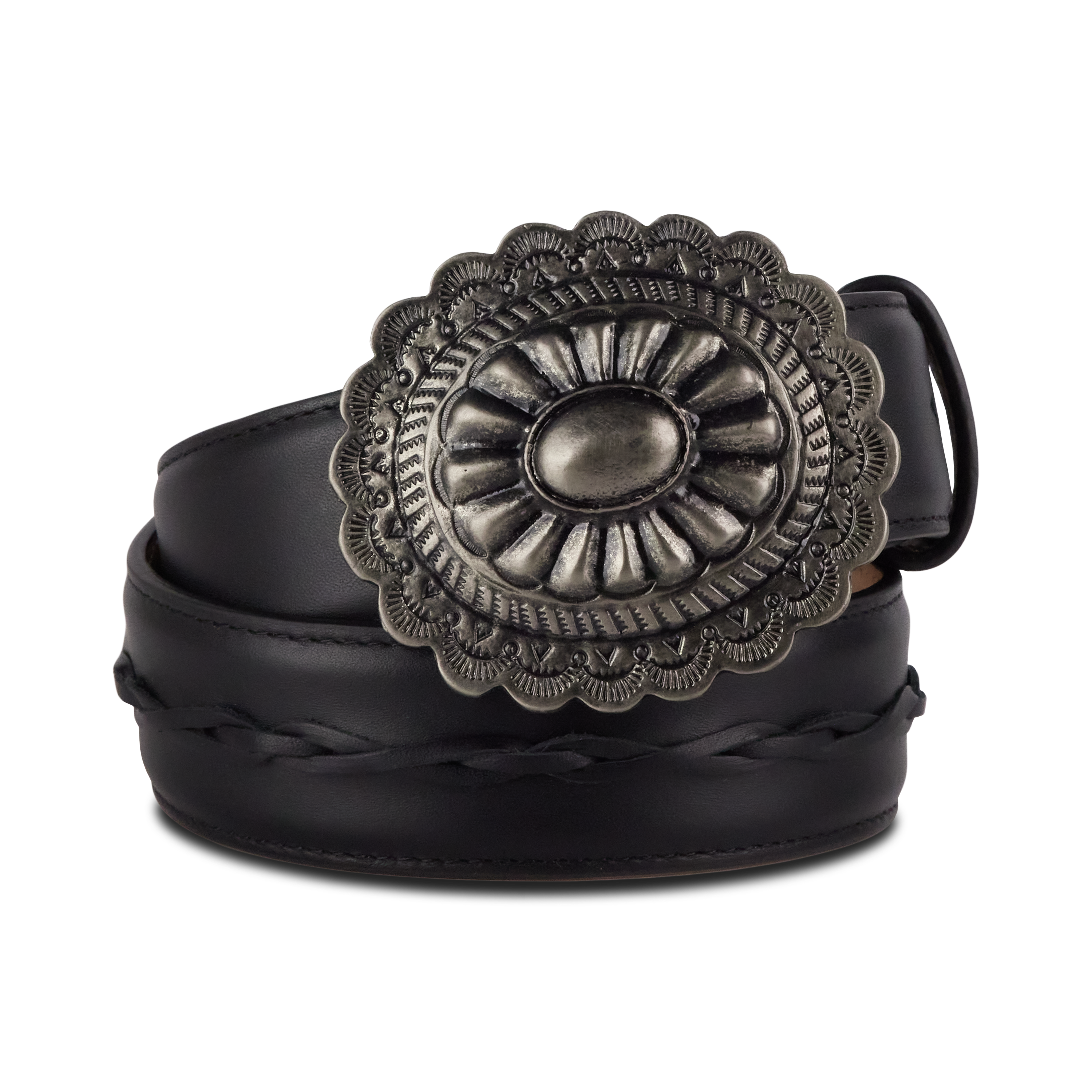 Lane 1.5 Woven Braided Belt with Round Buckle - Jet Black