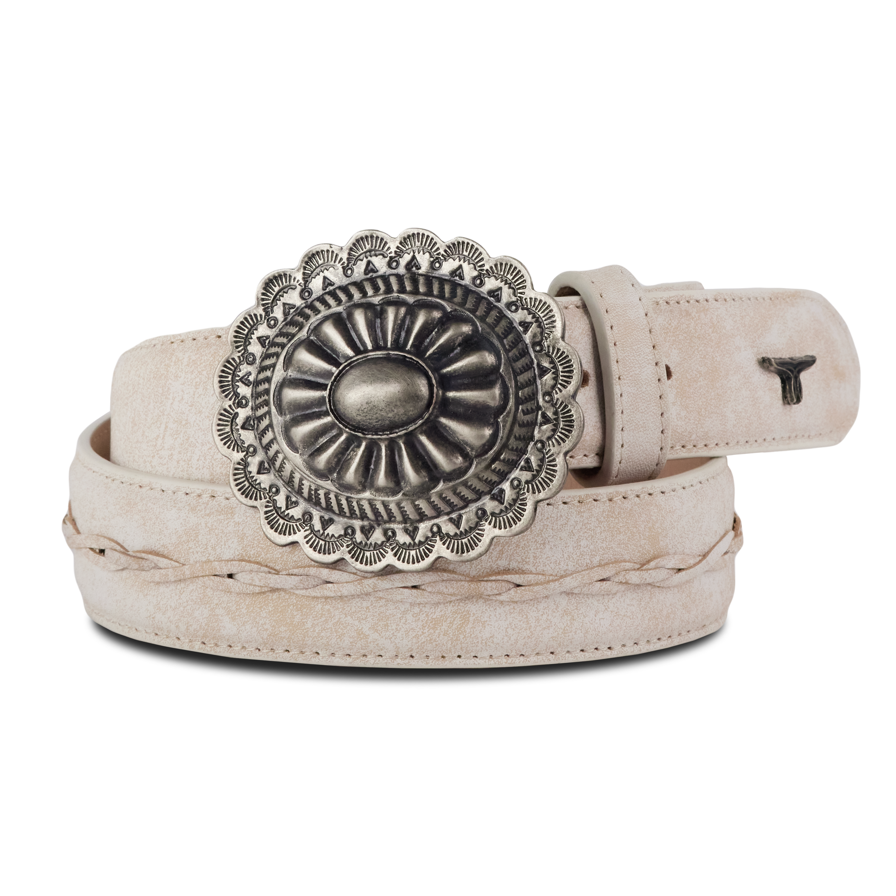 Lane 1.5 Woven Braided Belt with Round Buckle - Ceramic Crackle