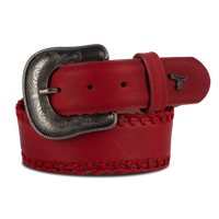 Lane 1.5 Woven Laced Belt with Single Buckle - Smoldering Ruby