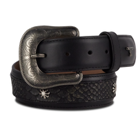 Lane 1.5 Overlay Showdown Belt with Conchos and Single Buckle - Jet Black