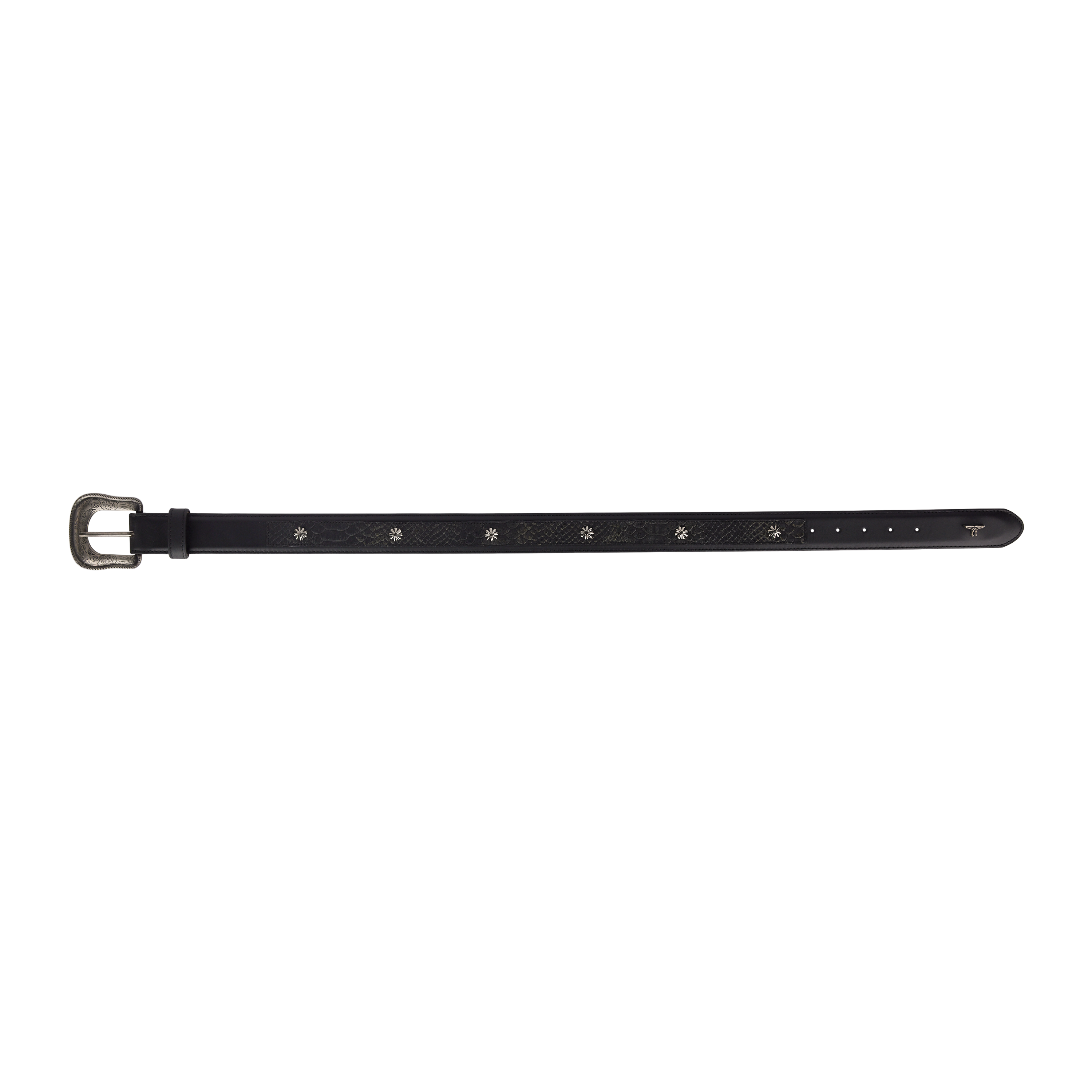 Lane 1.5 Overlay Showdown Belt with Conchos and Single Buckle - Jet Black