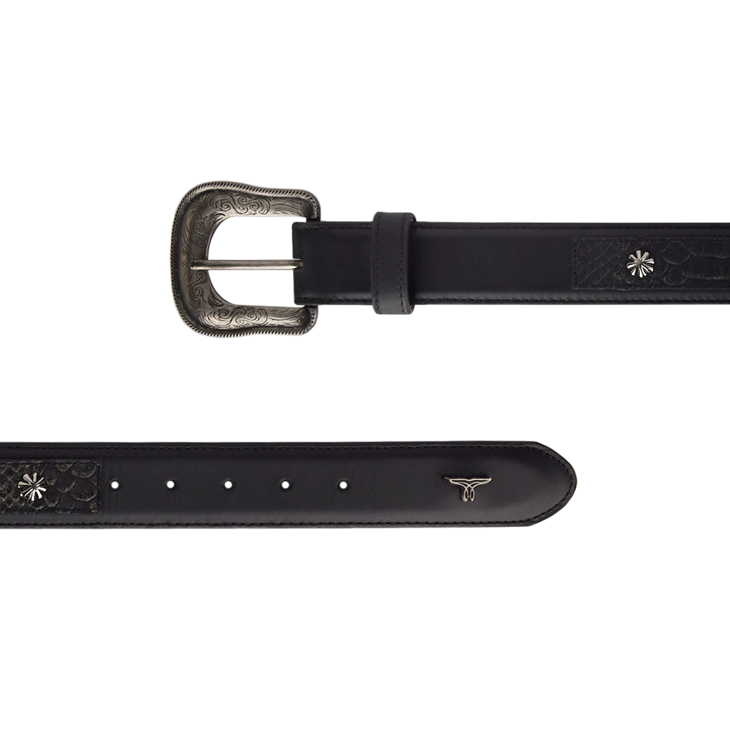 Lane 1.5 Overlay Showdown Belt with Conchos and Single Buckle - Jet Black