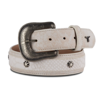 Lane 1.5 Overlay Showdown Belt with Conchos and Single Buckle - Ceramic Crackle