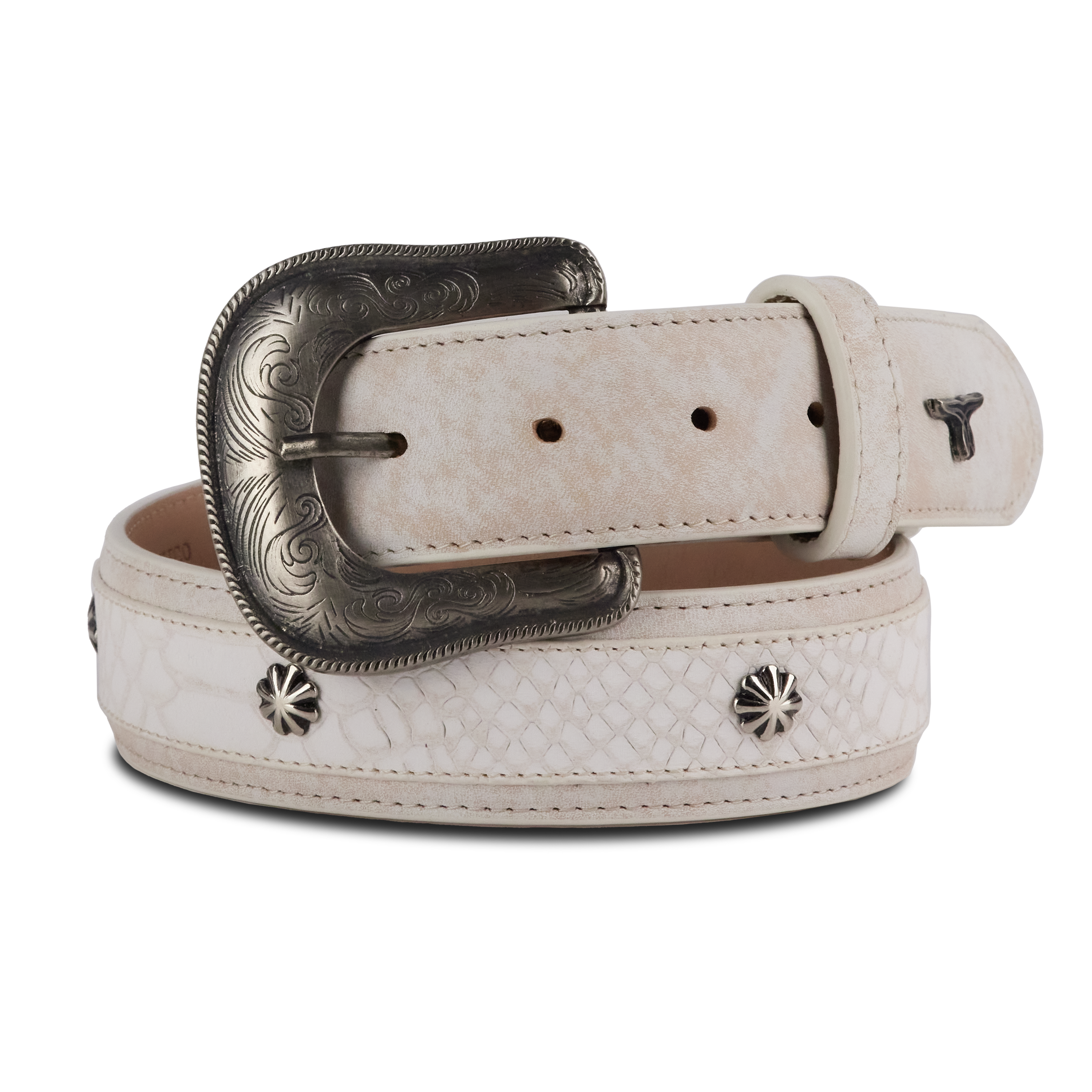 Lane 1.5 Overlay Showdown Belt with Conchos and Single Buckle - Ceramic Crackle
