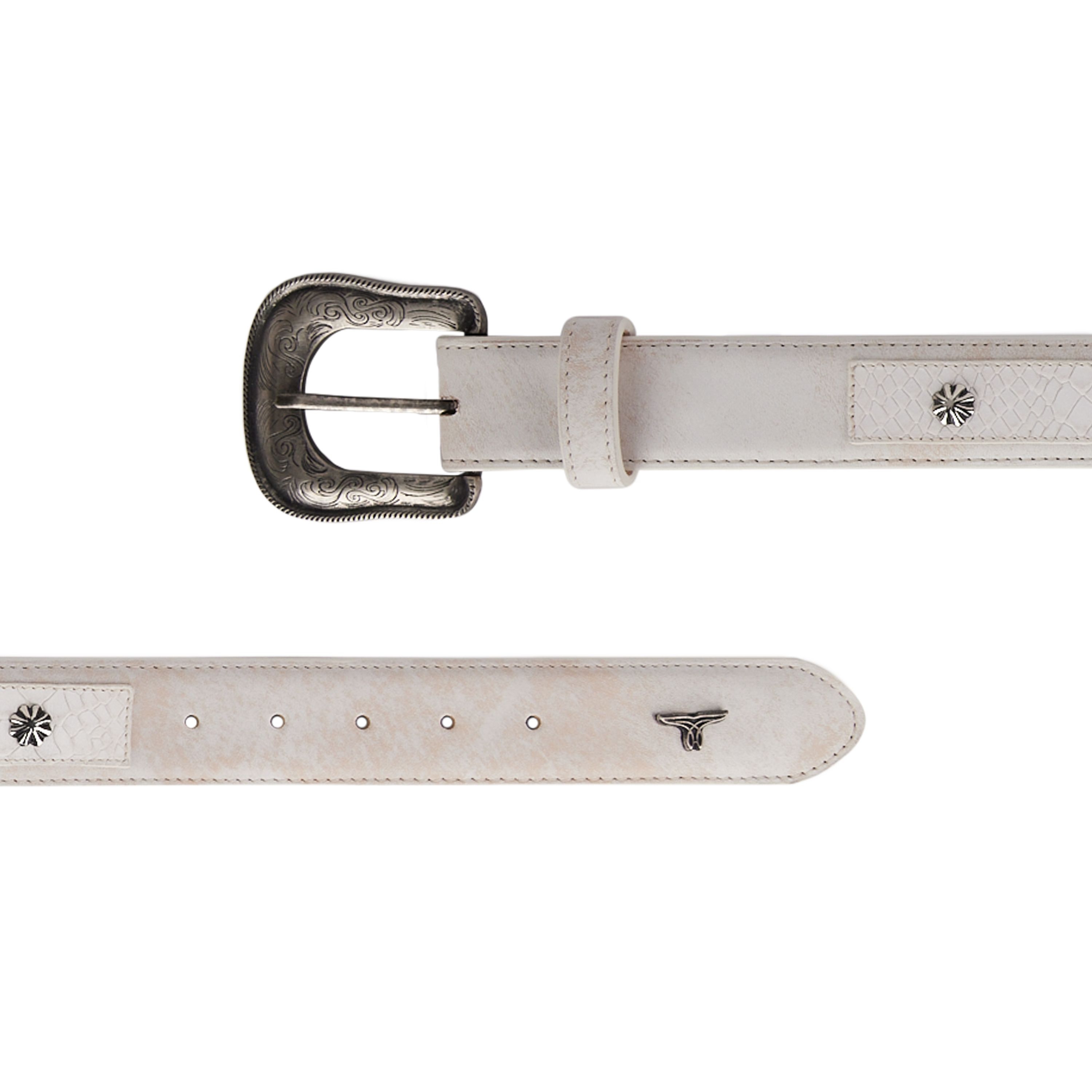 Lane 1.5 Overlay Showdown Belt with Conchos and Single Buckle - Ceramic Crackle