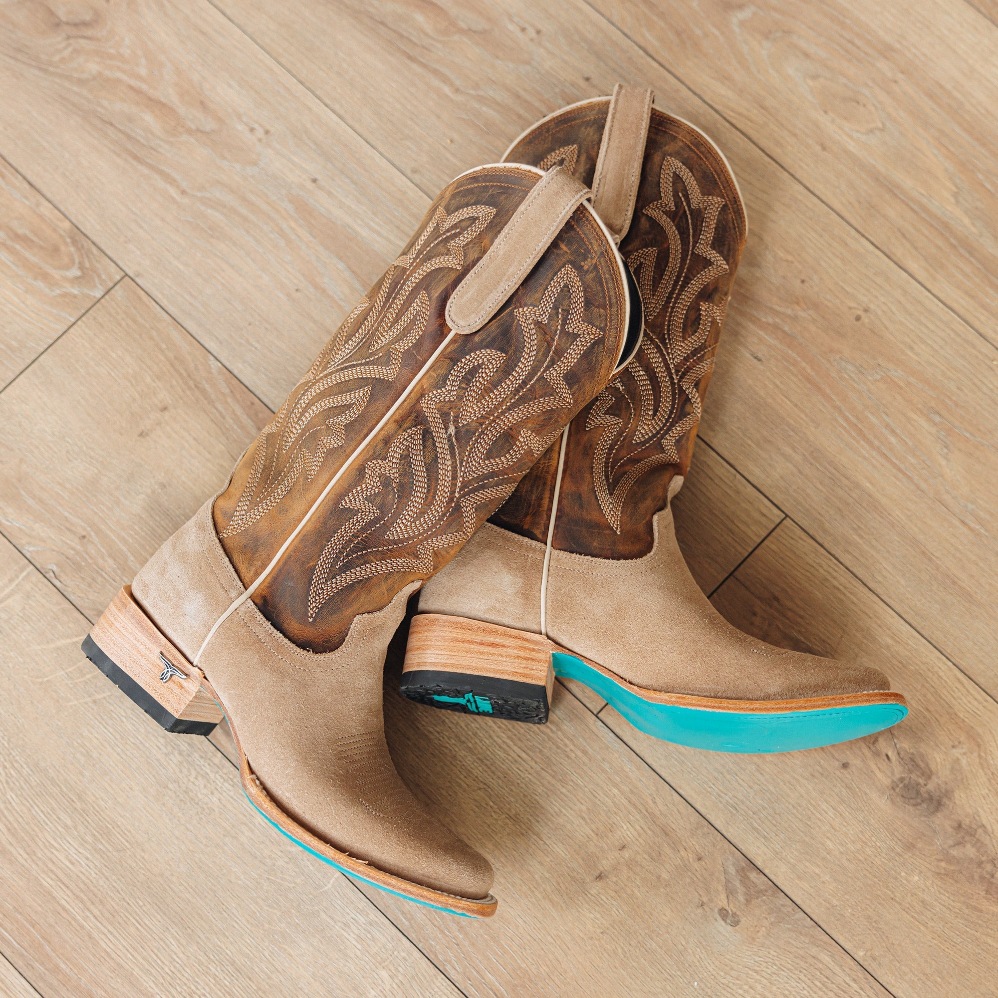 Lane Classic Square Boot - Latte Suede and Burnt Caramel