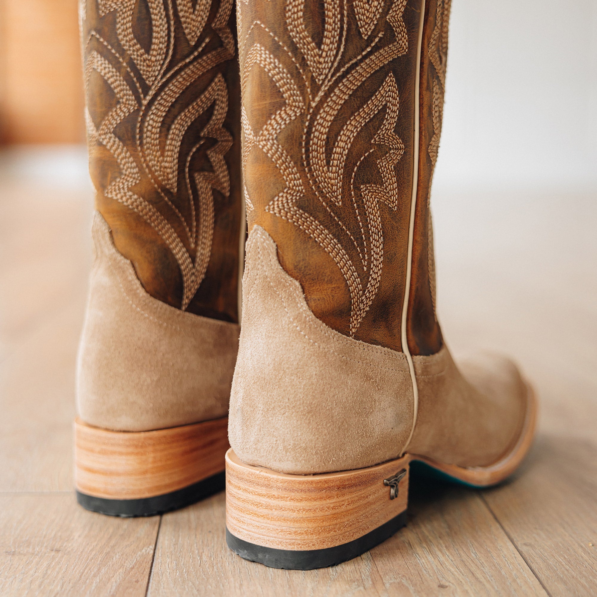 Lane Classic Square Boot - Latte Suede and Burnt Caramel