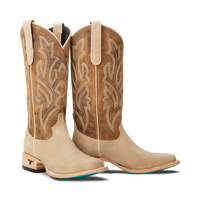 Lane Classic Square Boot - Latte Suede and Burnt Caramel