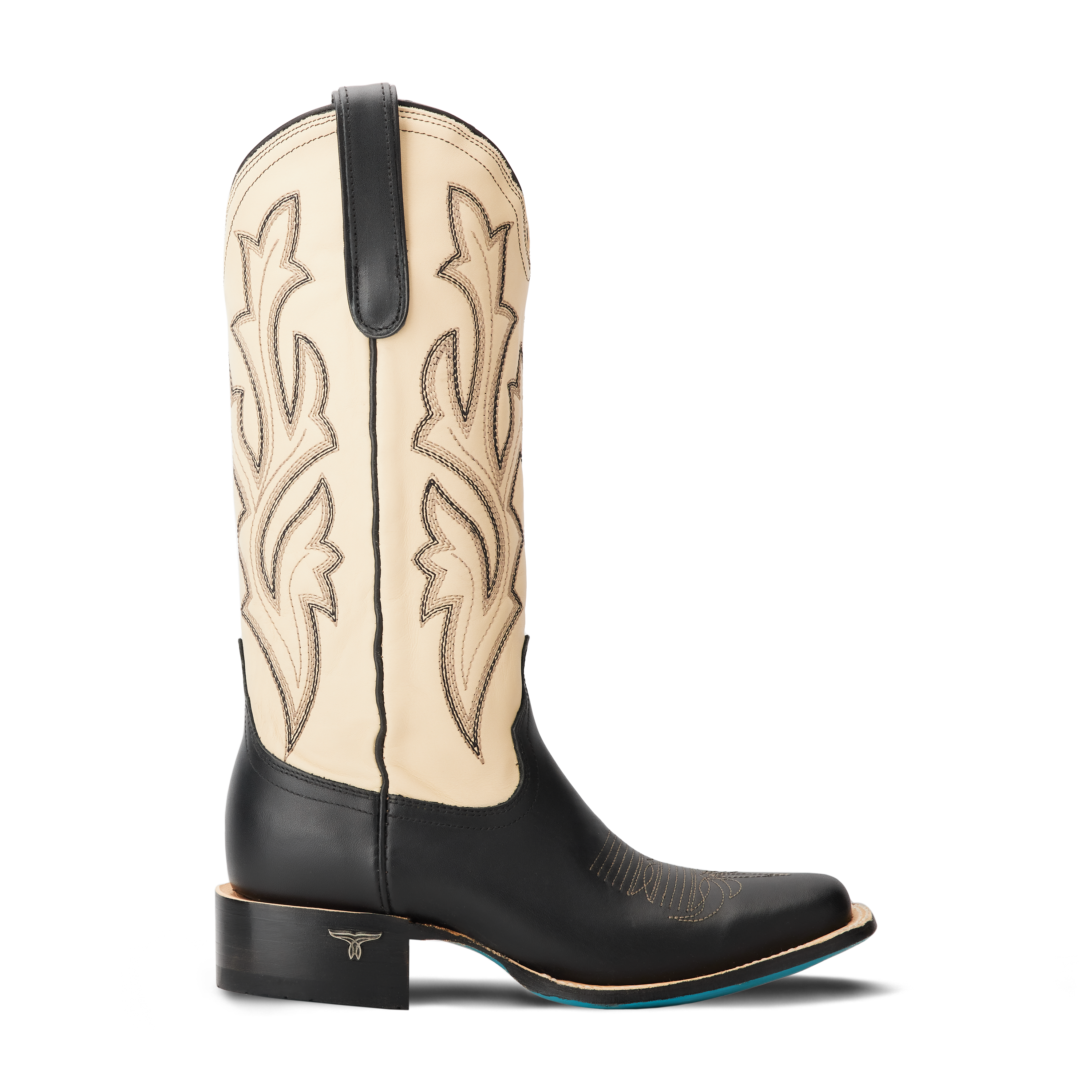 Lane Classic Square Boot - Jet Black and Pale Ivory