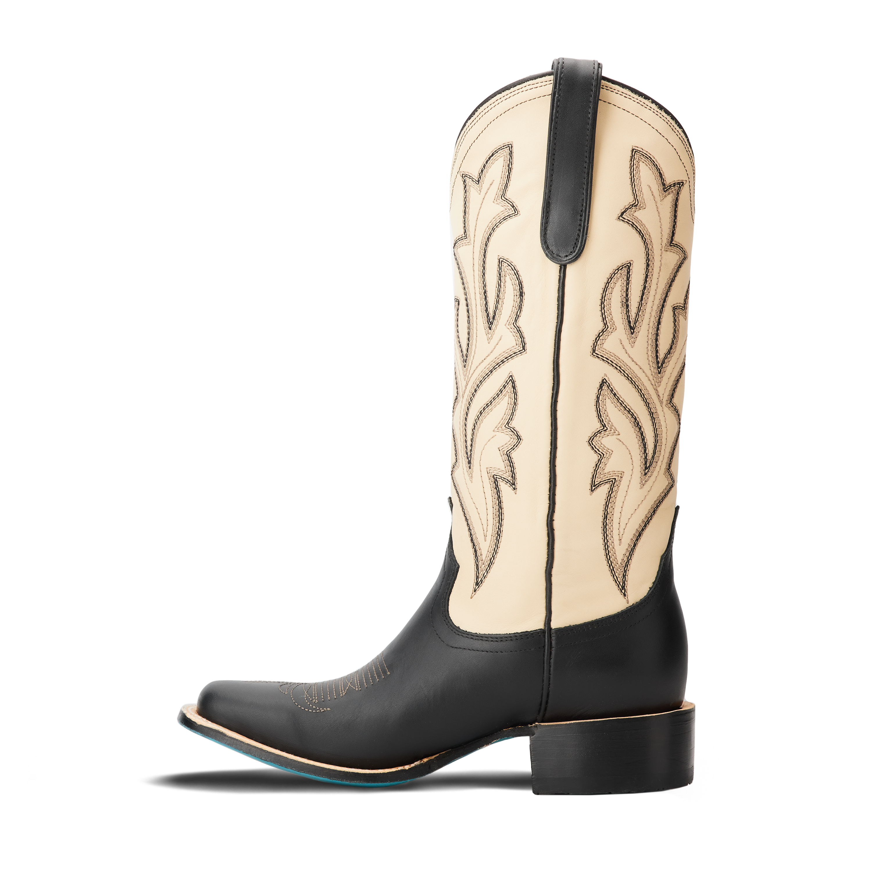 Lane Classic Square Boot - Jet Black and Pale Ivory
