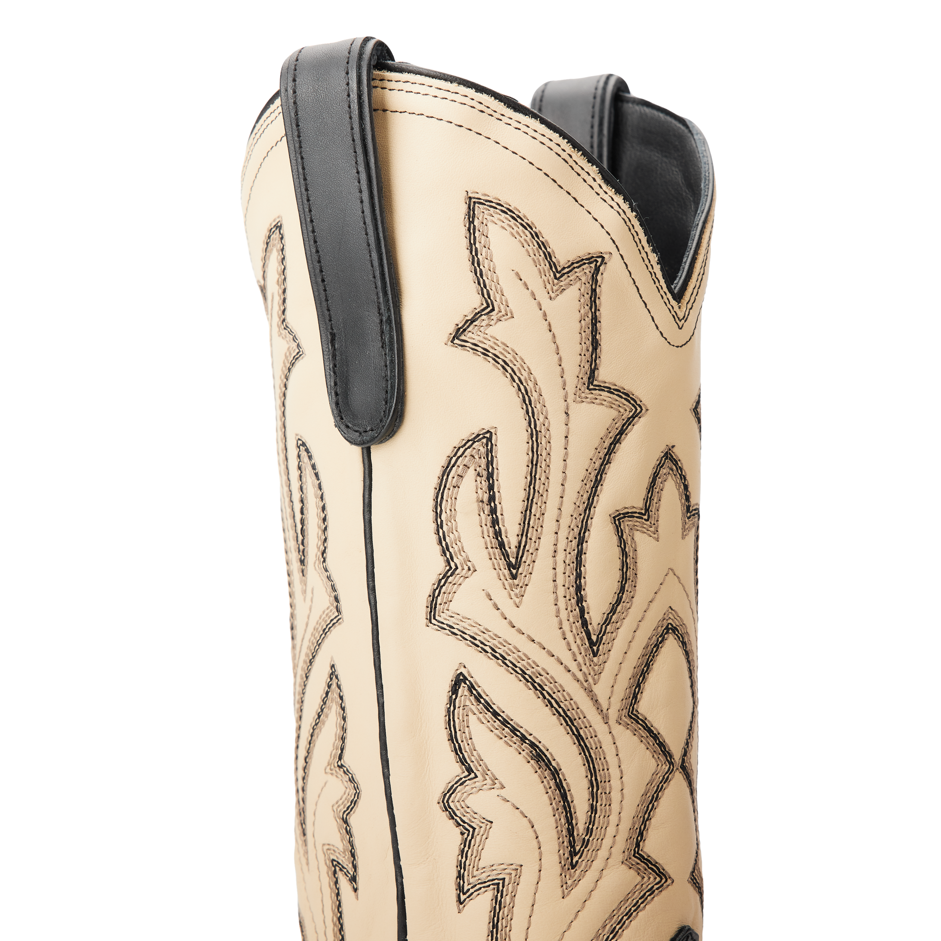 Lane Classic Square Boot - Jet Black and Pale Ivory