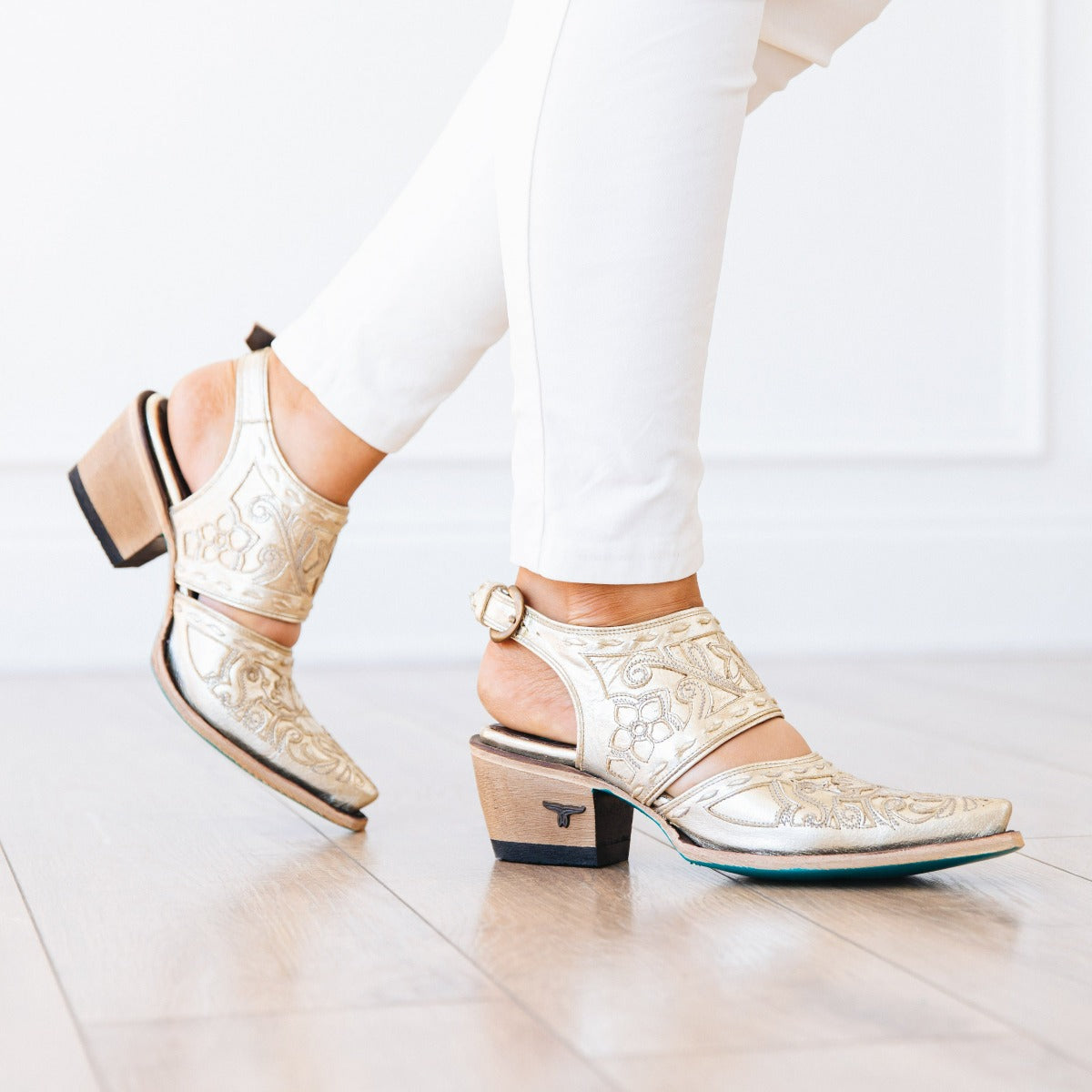 Lane Robin Slingback Mule - Champagne Metallic
