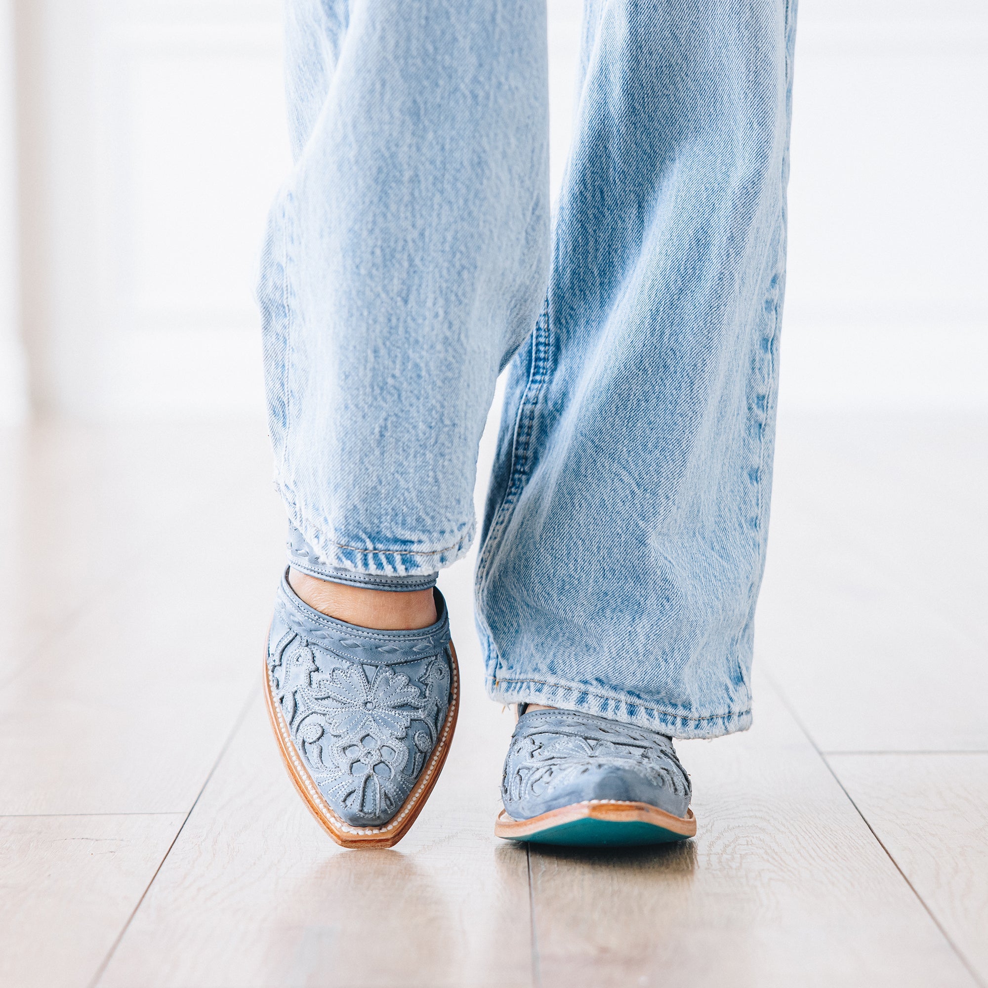 Lane Robin Slingback Mule - Washed Denim