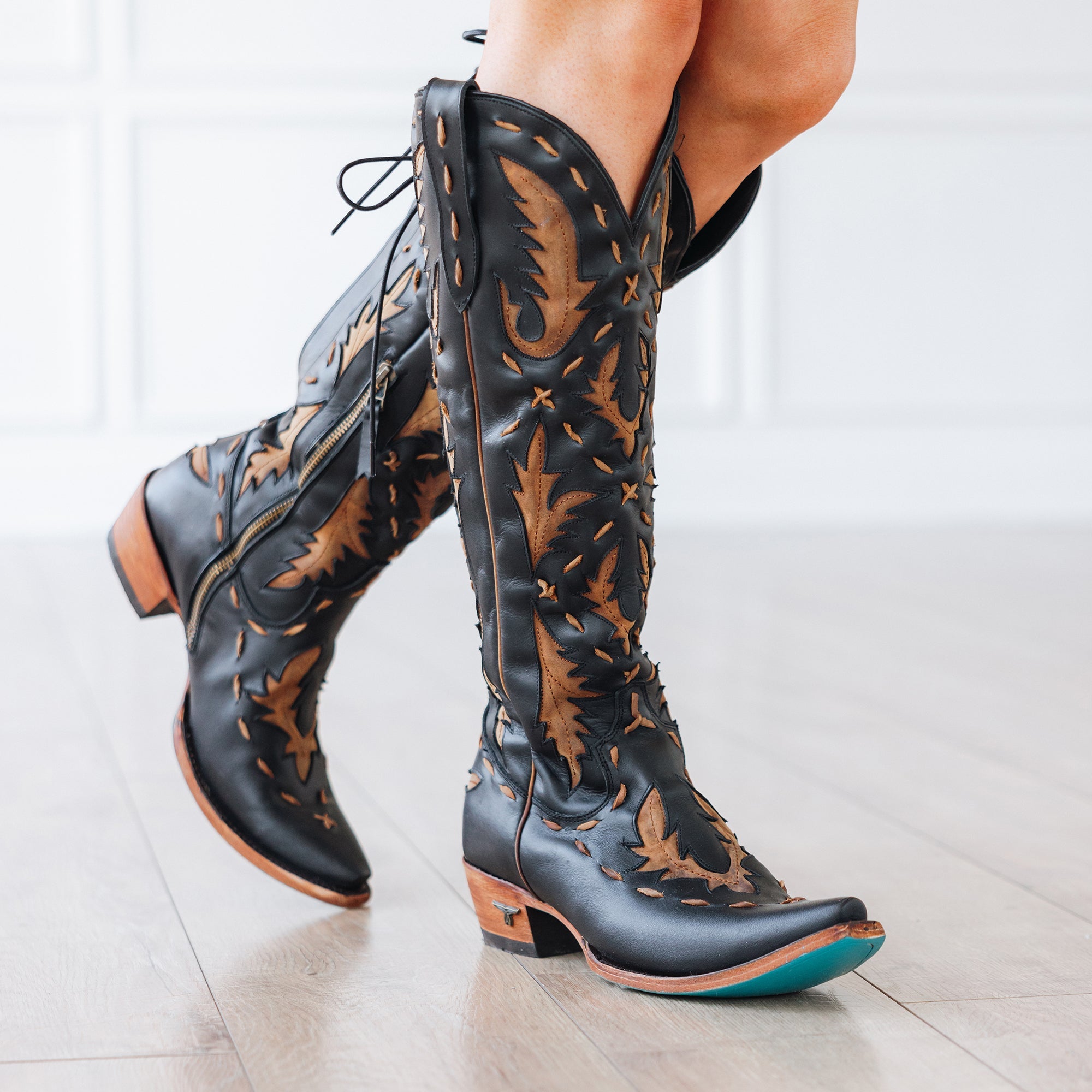 Lane Reverie Knee High Corset - Jet Black and Burnt Caramel