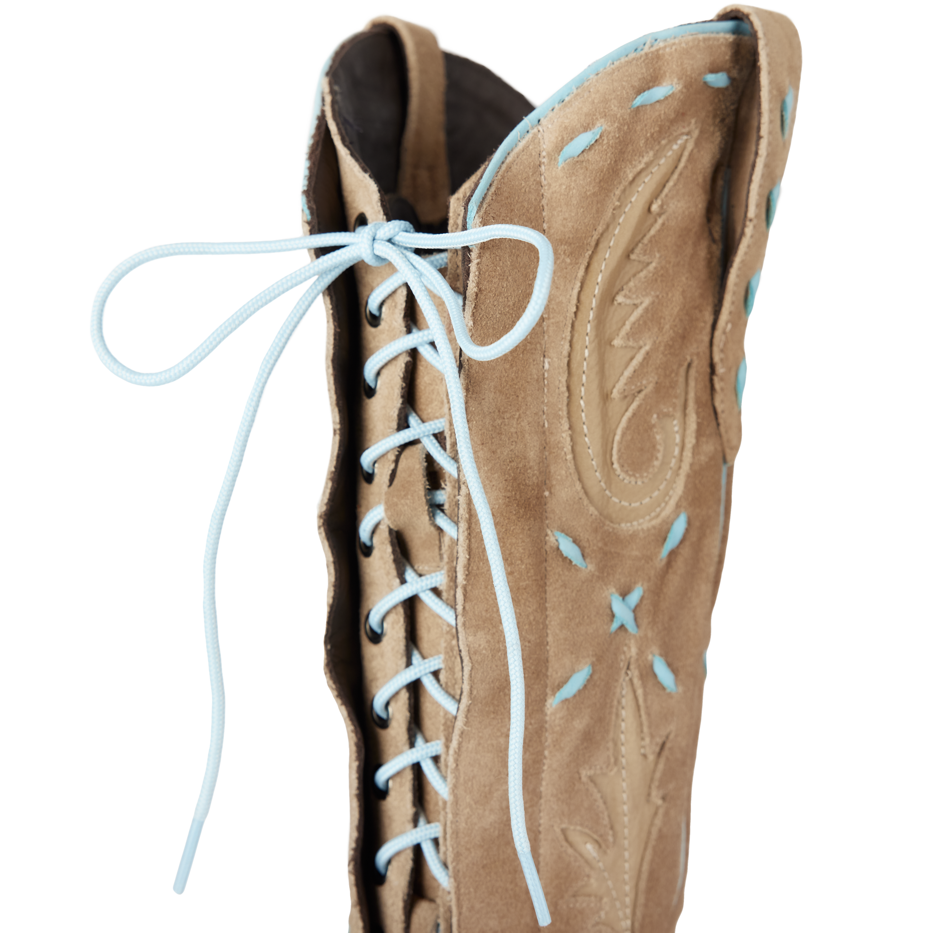Lane Reverie Knee High Corset - Latte Suede and Powder Blue