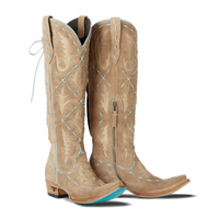 Lane Reverie Knee High Corset - Latte Suede and Powder Blue
