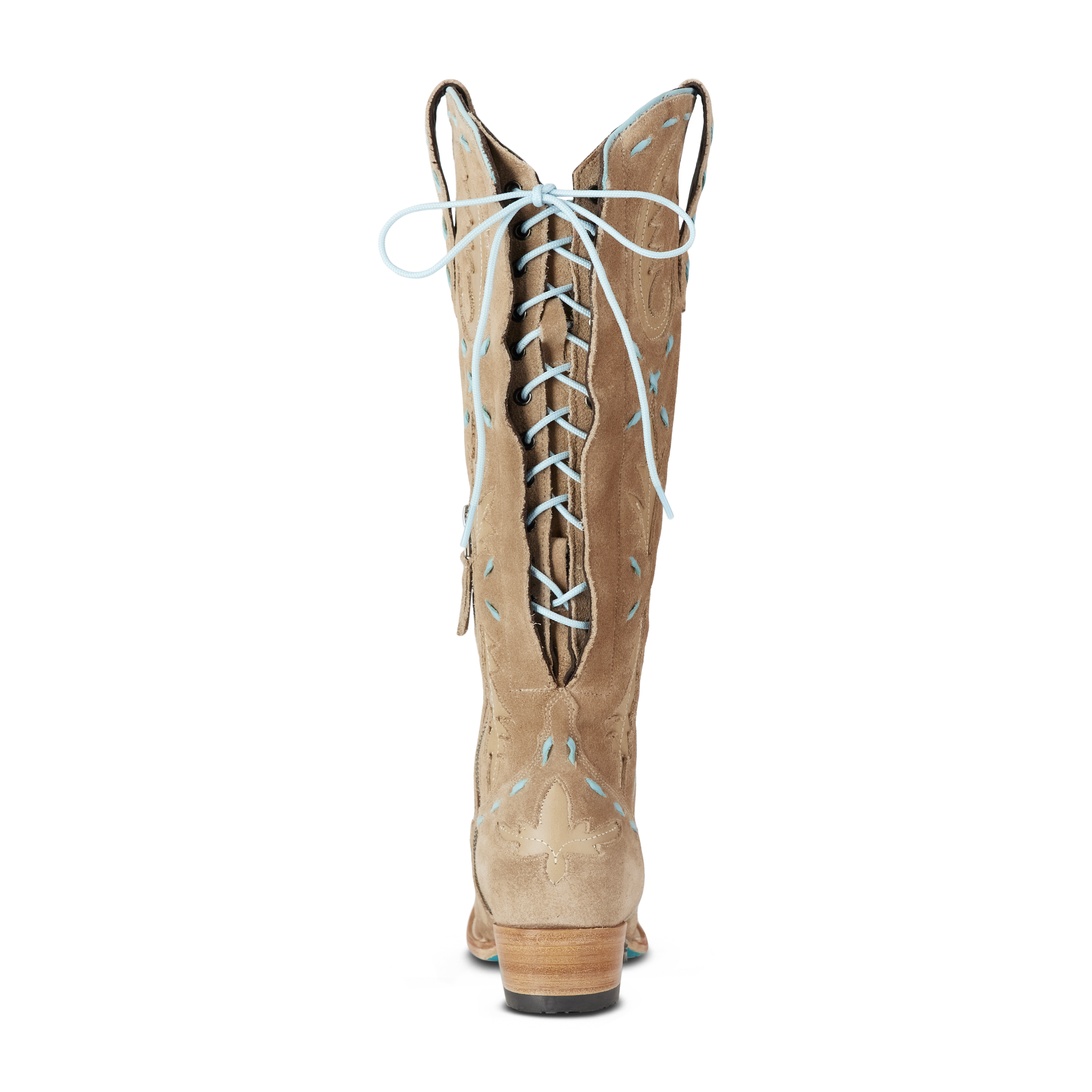 Lane Reverie Knee High Corset - Latte Suede and Powder Blue