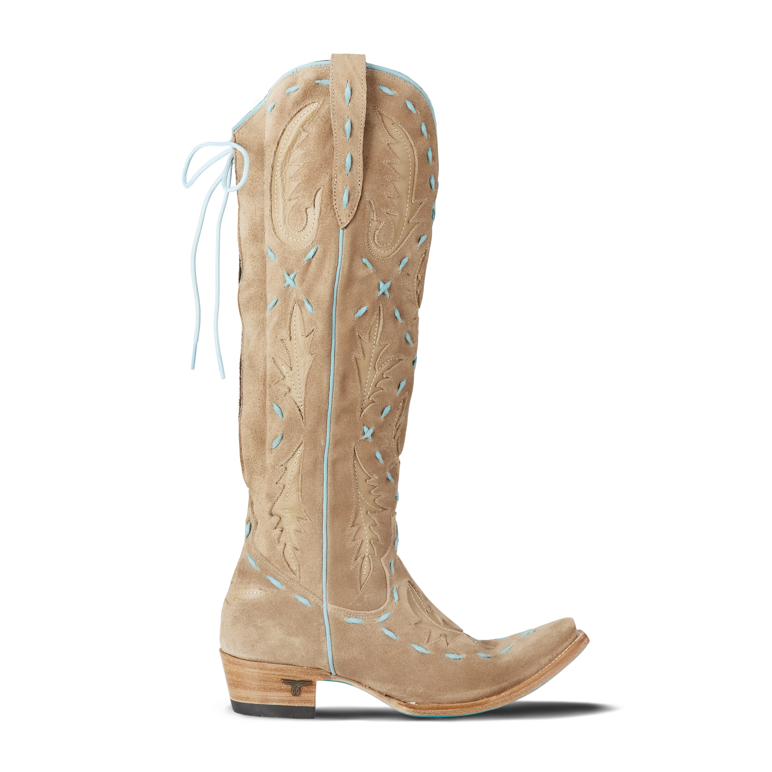 Lane Reverie Knee High Corset - Latte Suede and Powder Blue