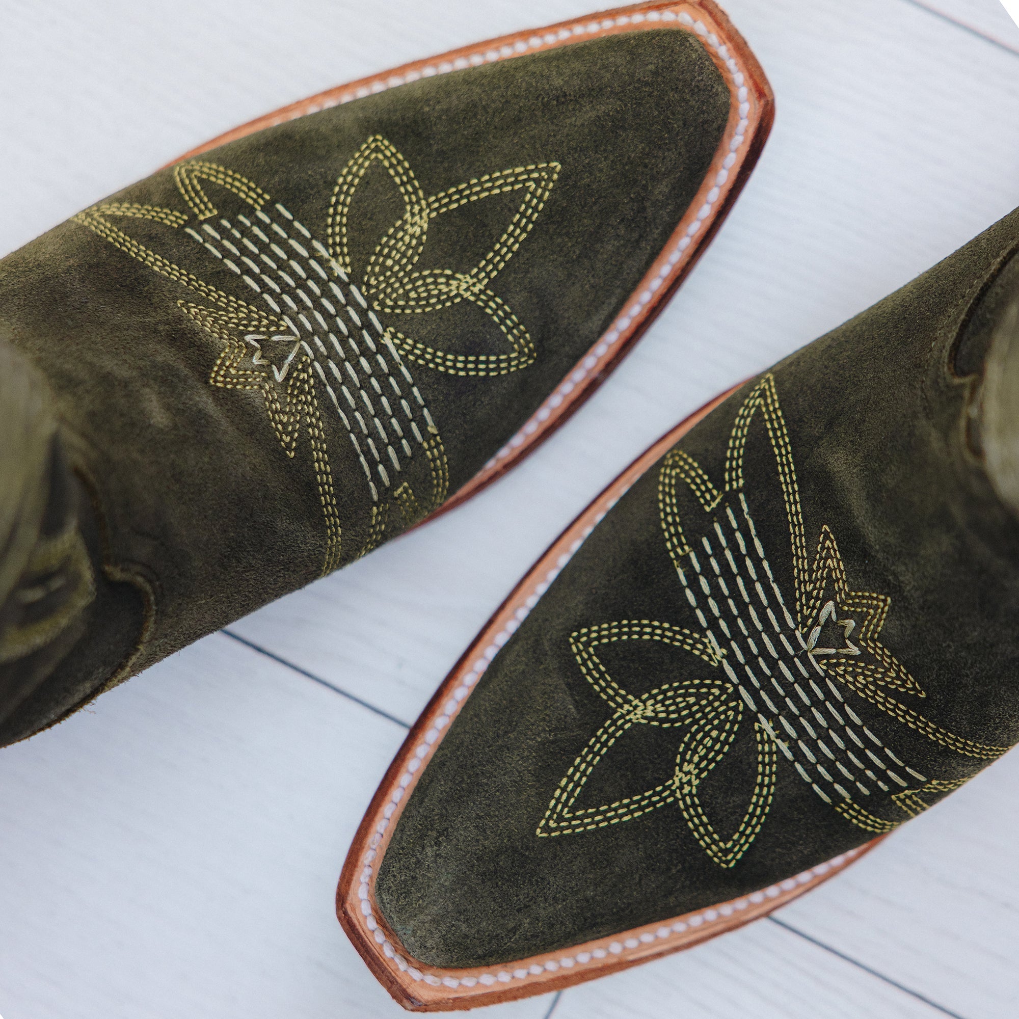 Lane Squash Blossom Boot - Olive Suede