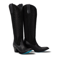 Lane Jentry Knee High Boot - Jet Black & Soft Black Suede
