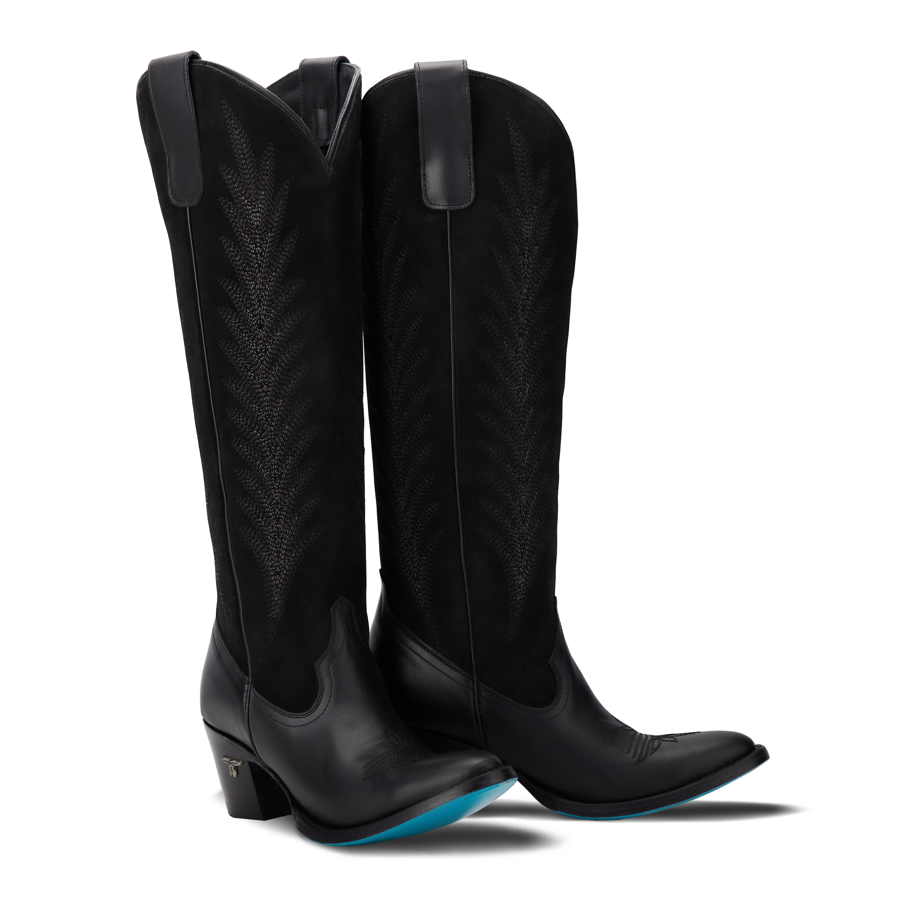 Lane Jentry Knee High Boot - Jet Black & Soft Black Suede
