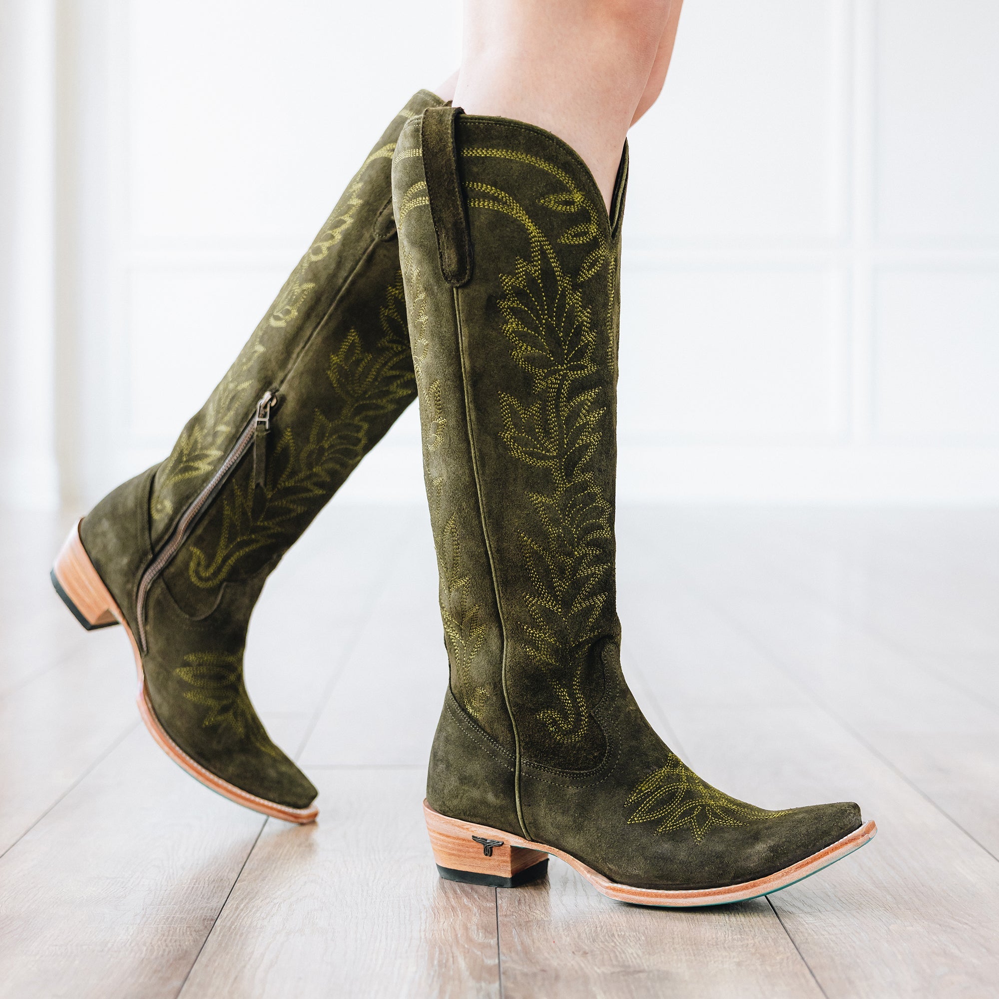 Lane Sandaga Knee High - Olive Suede