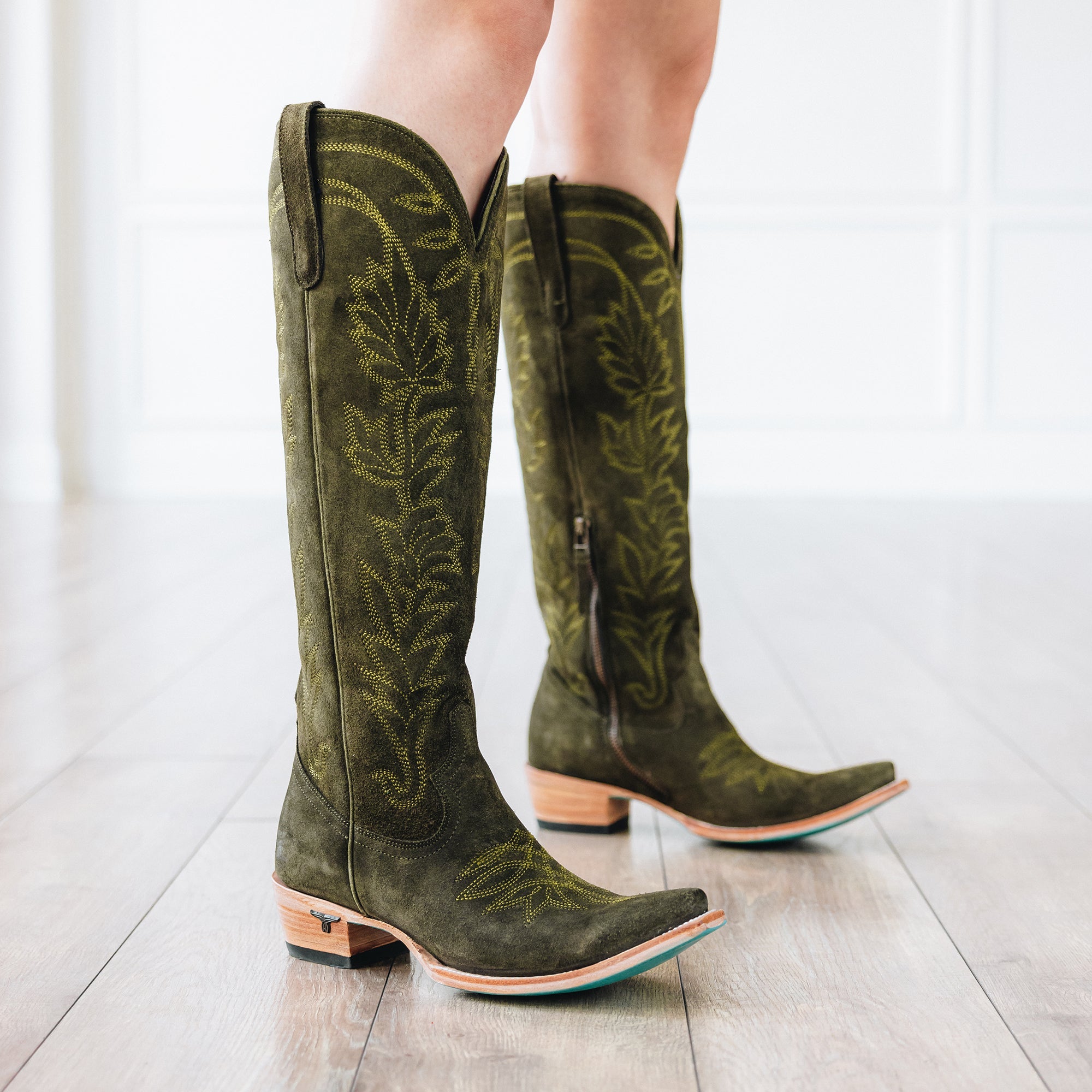 Lane Sandaga Knee High - Olive Suede