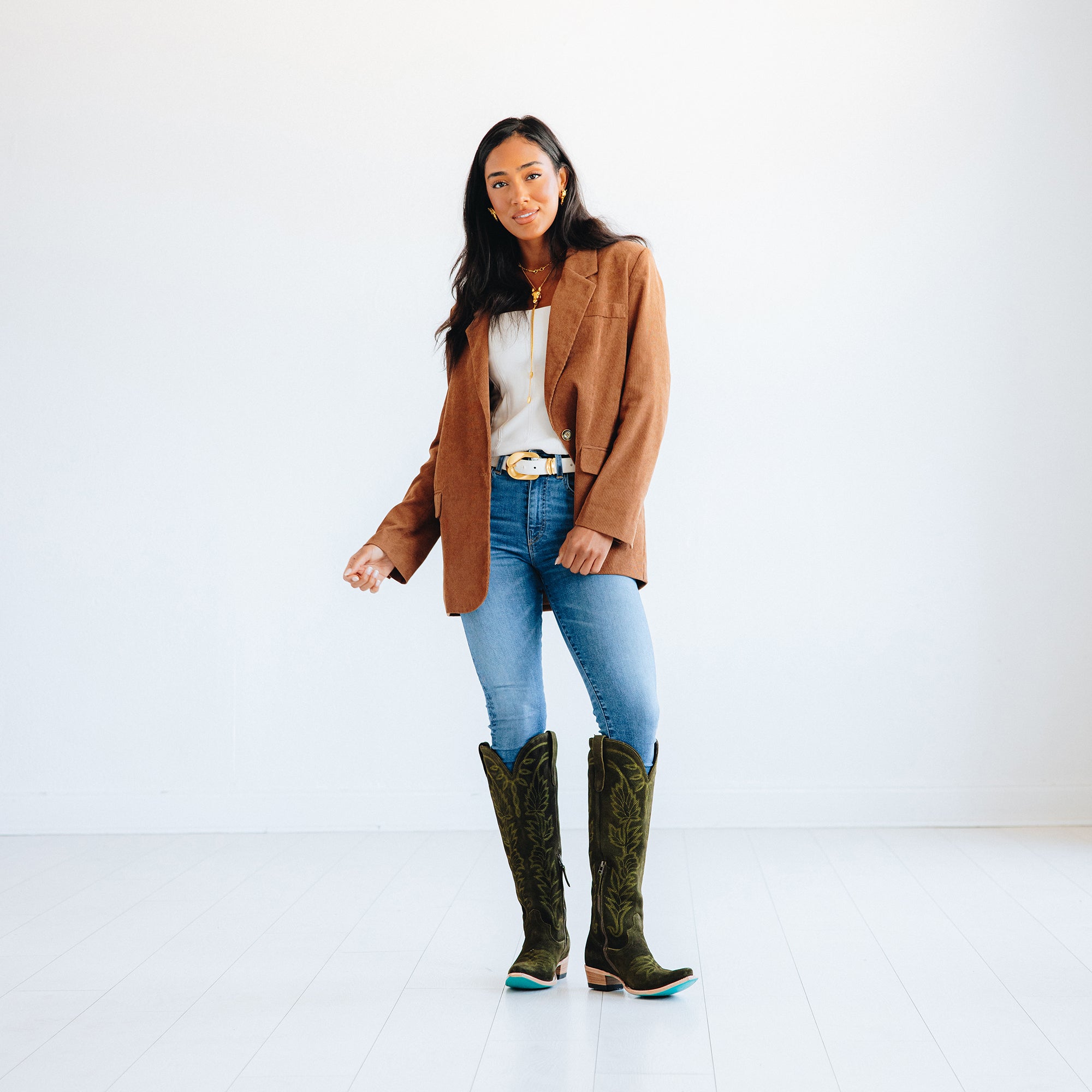 Lane Sandaga Knee High - Olive Suede
