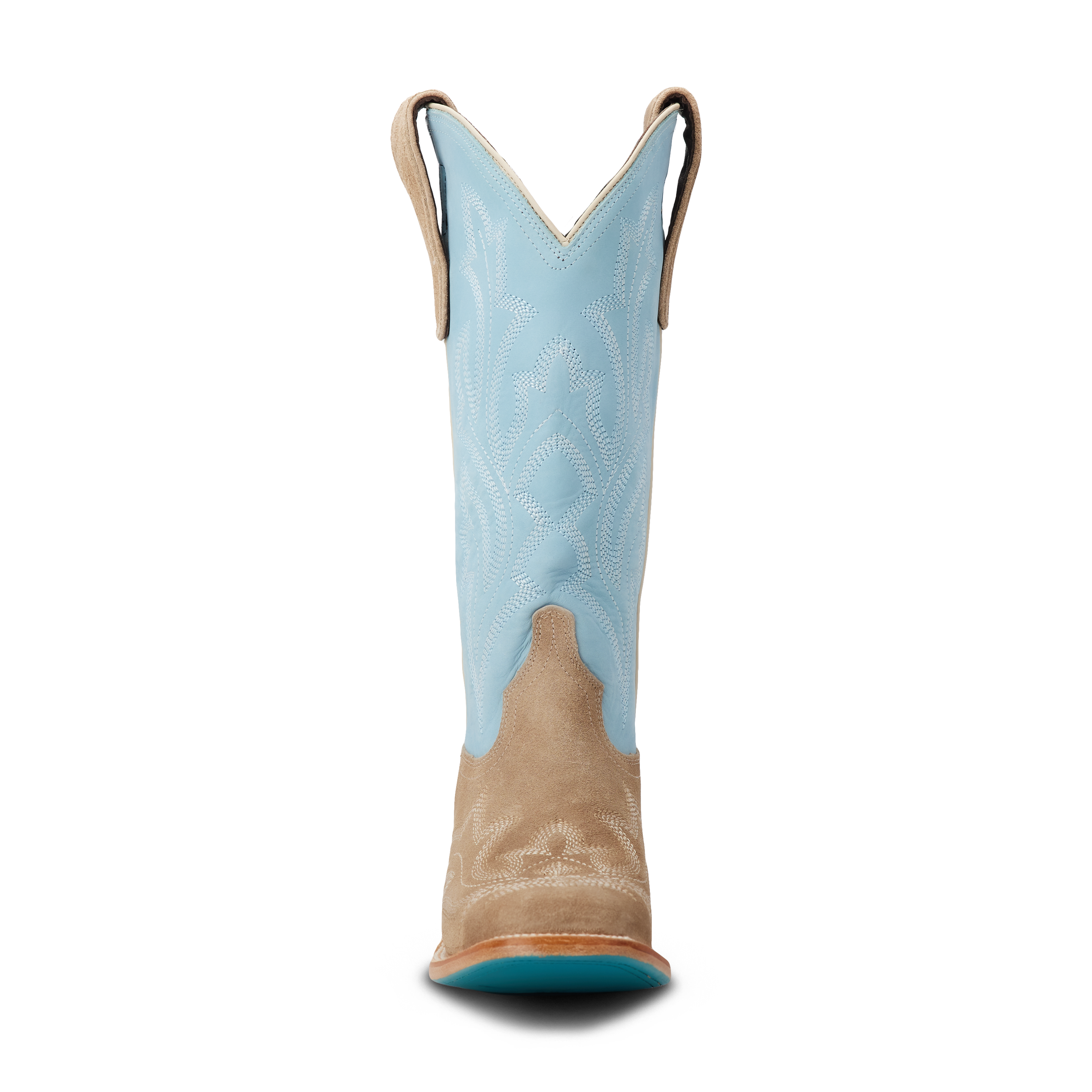 Lane Saratoga Square Boot - Latte Suede and Powder Blue