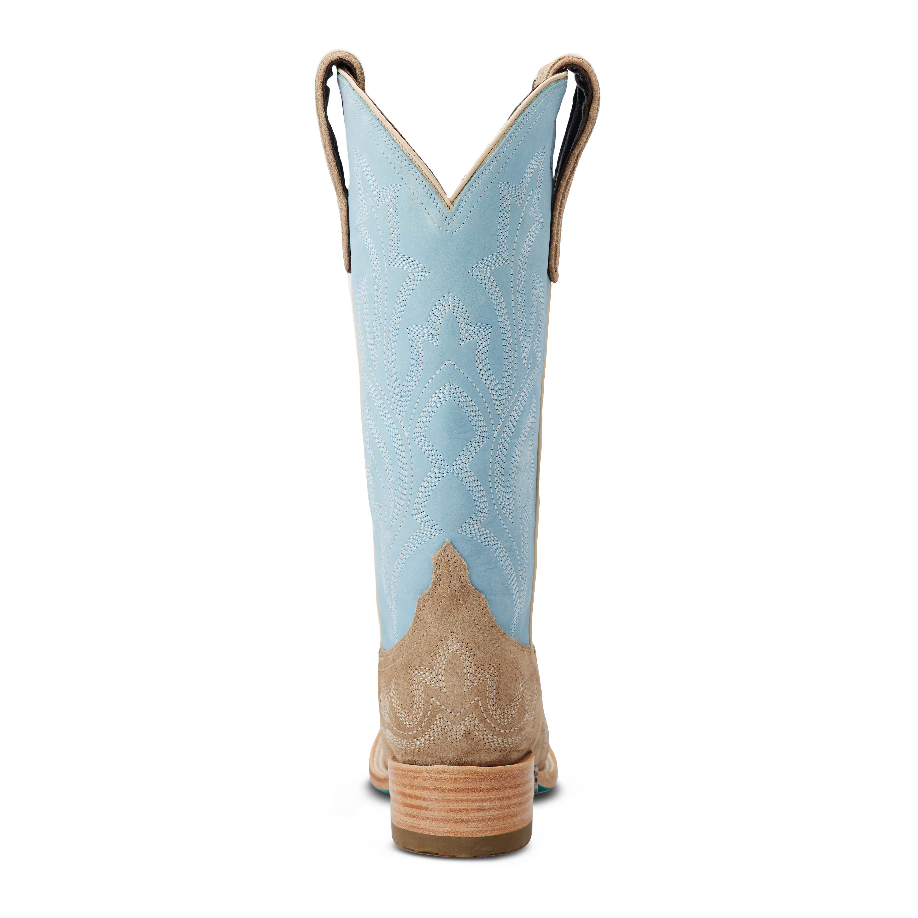Lane Saratoga Square Boot - Latte Suede and Powder Blue