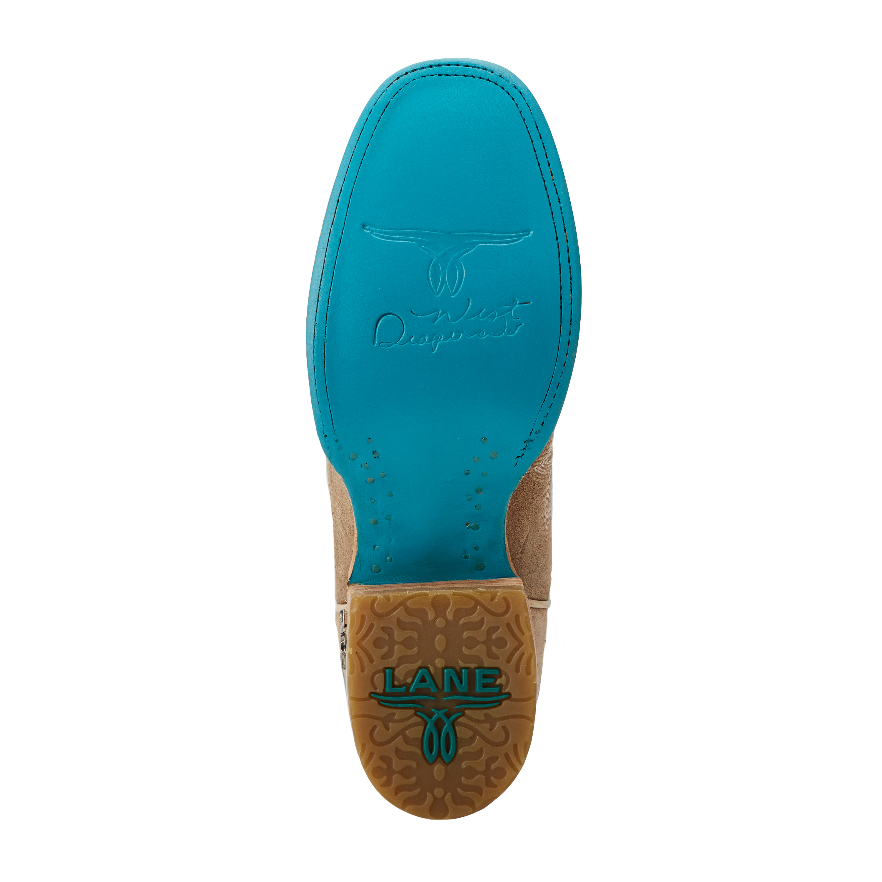 Lane Saratoga Square Boot - Latte Suede and Powder Blue