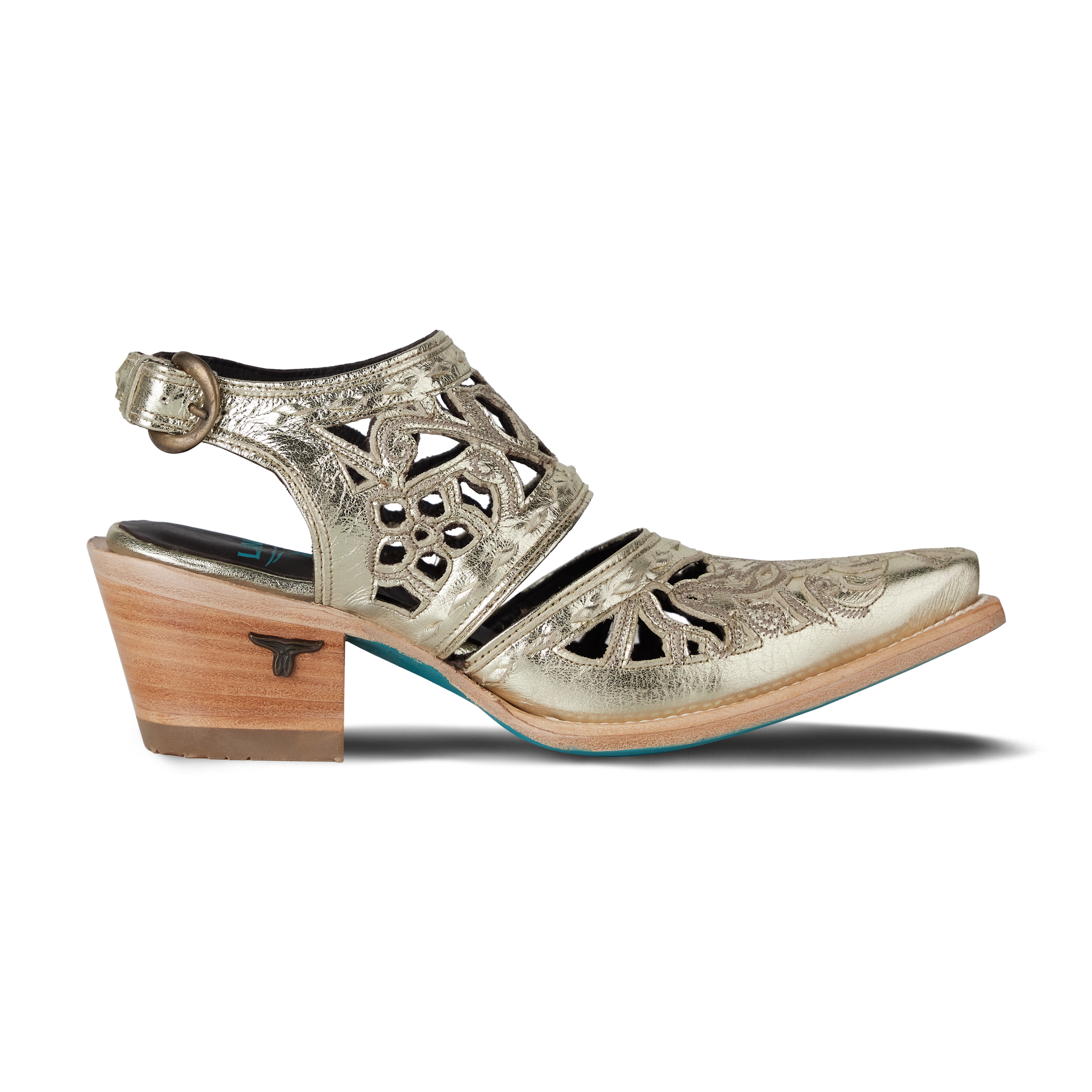 Lane Robin Cut Out Slingback Mule - Champagne Metallic
