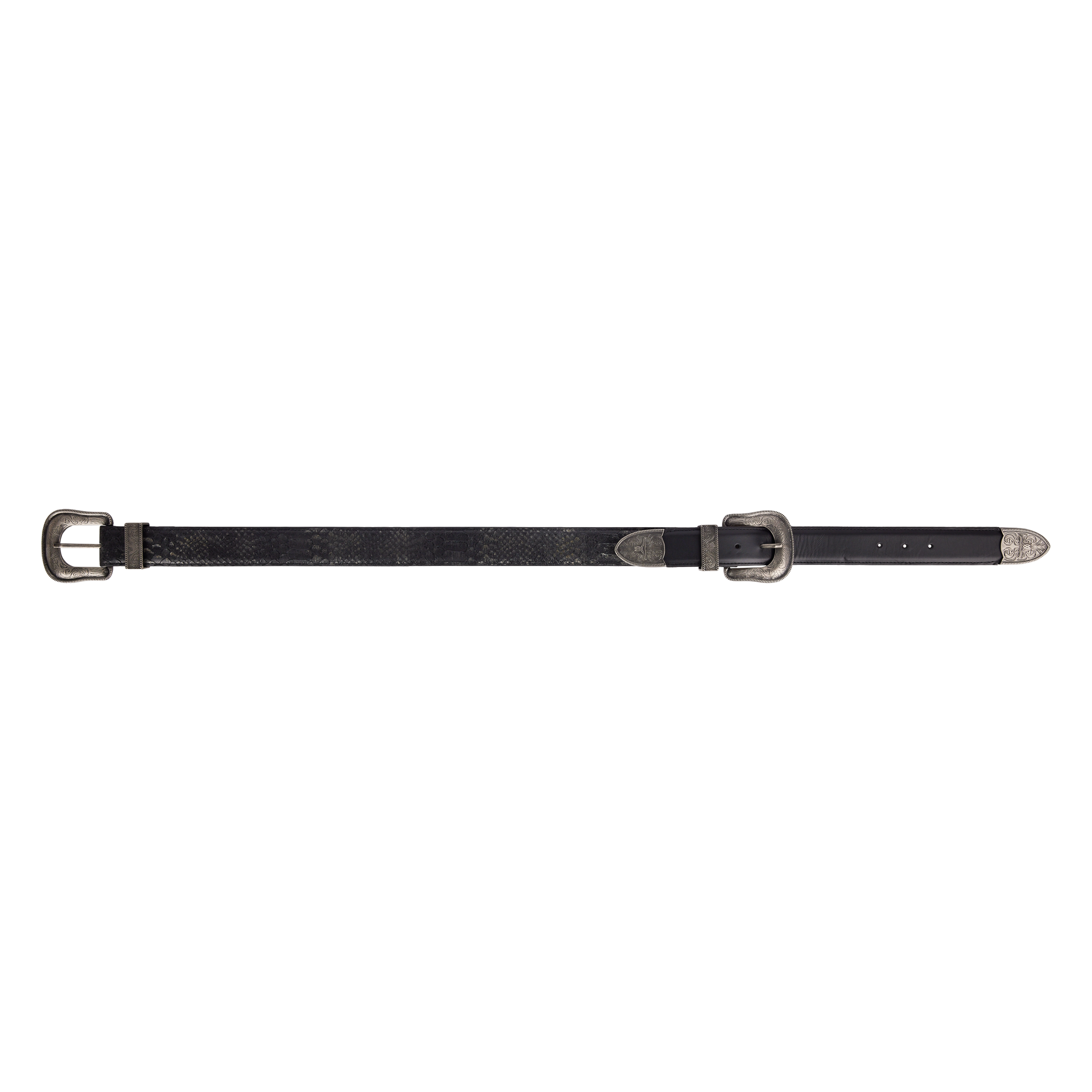 Lane 1.5 Woven Belt with Double Buckle - Rattle Black