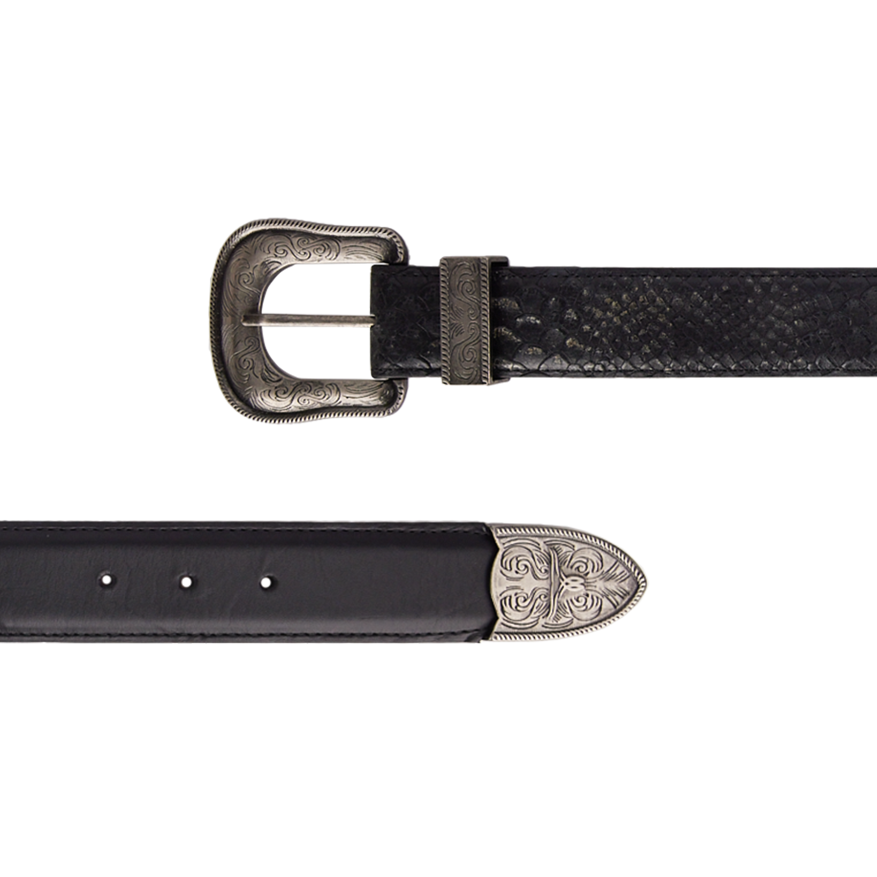 Lane 1.5 Woven Belt with Double Buckle - Rattle Black