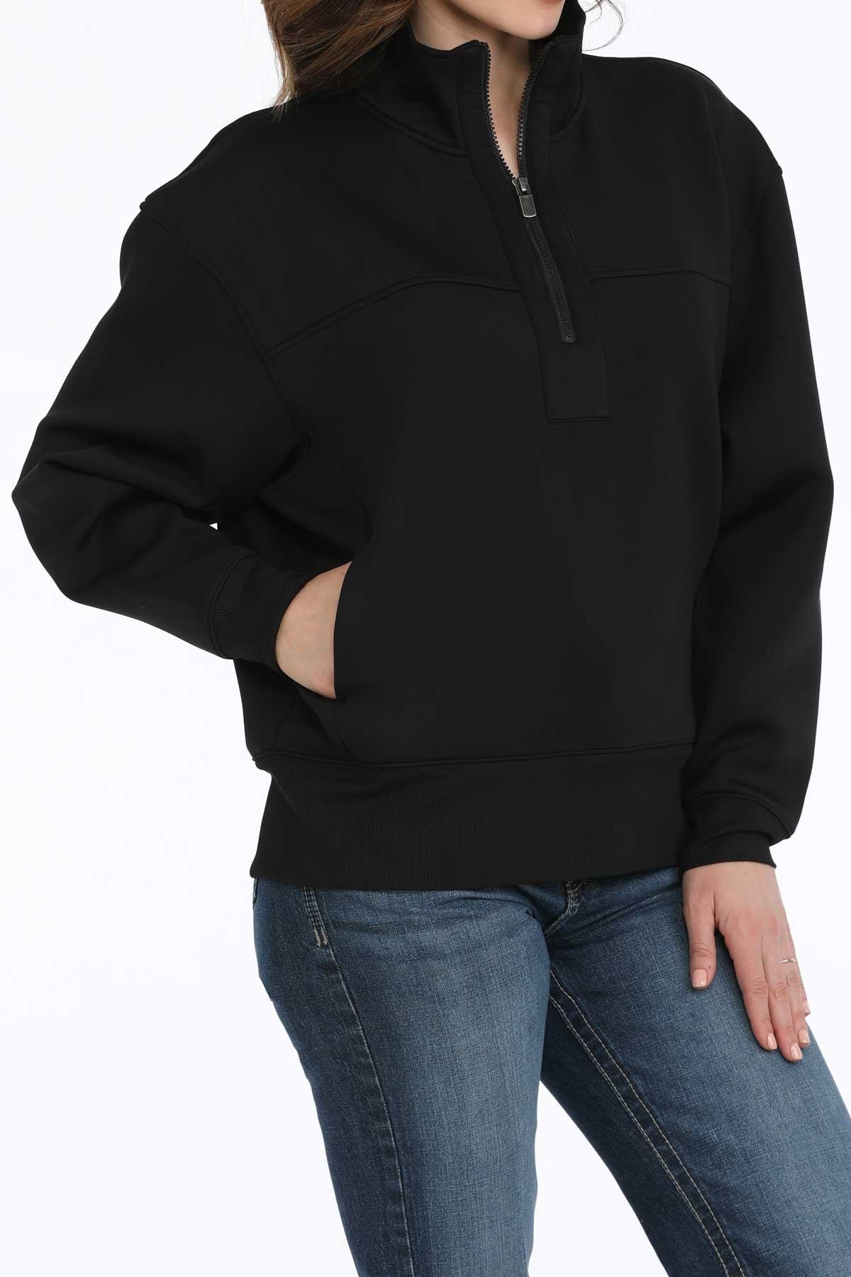 CINCH LADIES 1/4 ZIP PULLOVER - BLACK