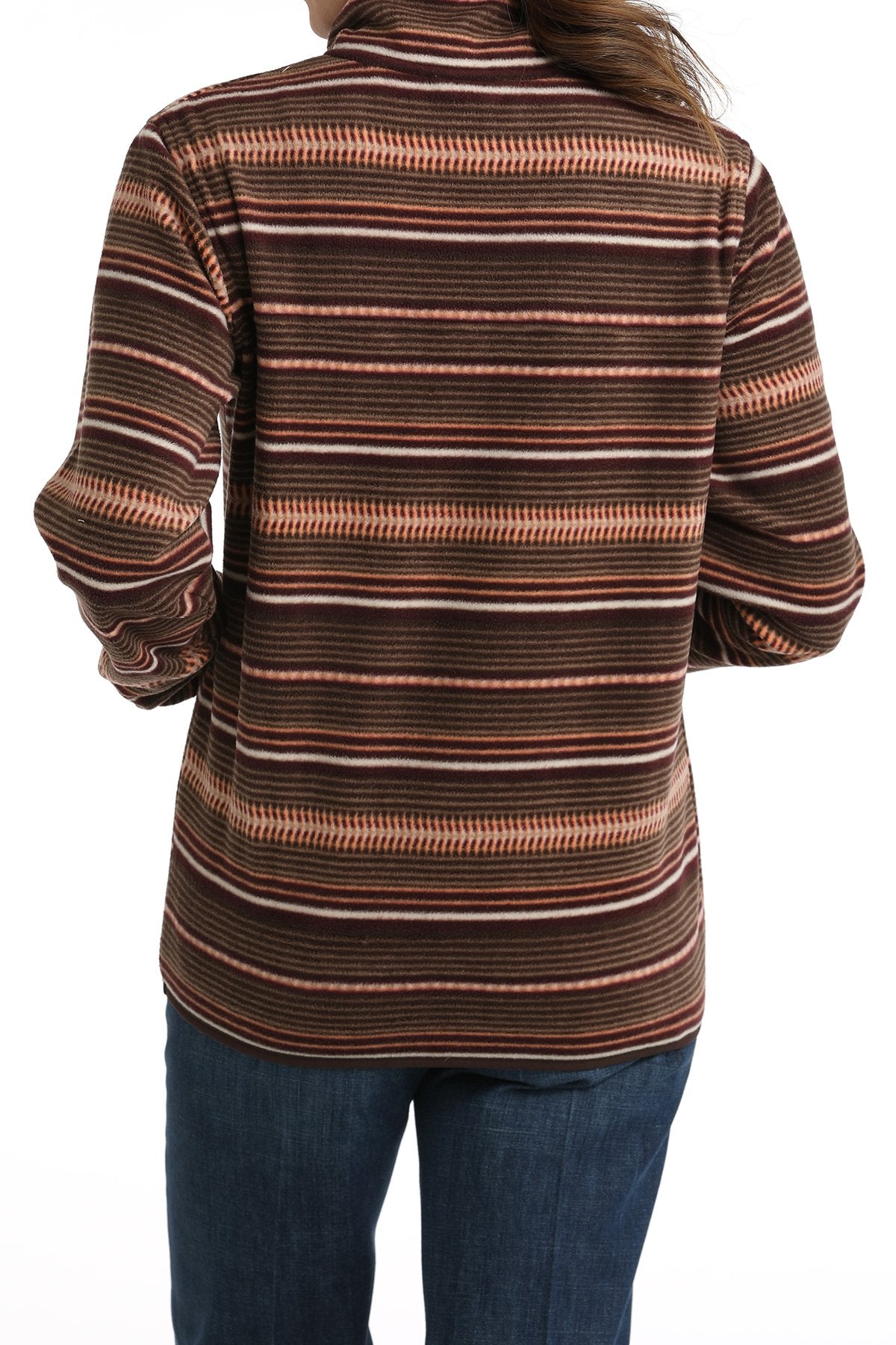 CINCH LADIES PRINT FLEECE PULLOVER - BROWN