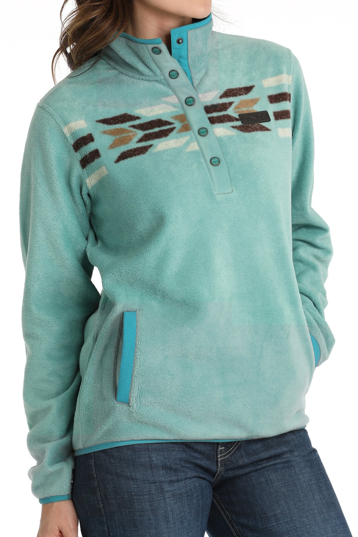 CINCH LADIES FLEECE PULLOVER - TURQUOISE