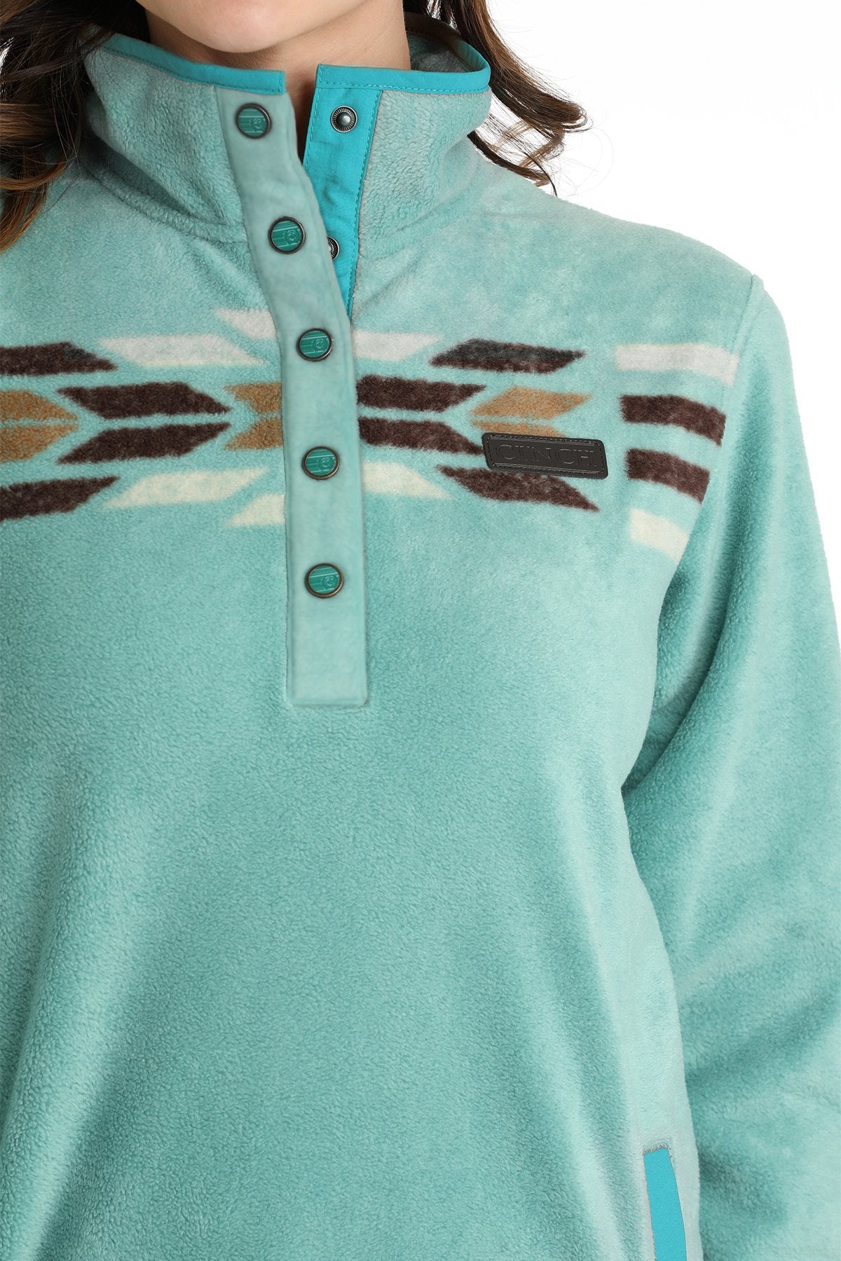 CINCH LADIES FLEECE PULLOVER - TURQUOISE