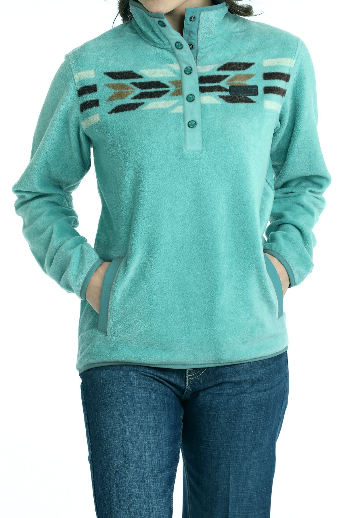 CINCH LADIES FLEECE PULLOVER - TURQUOISE