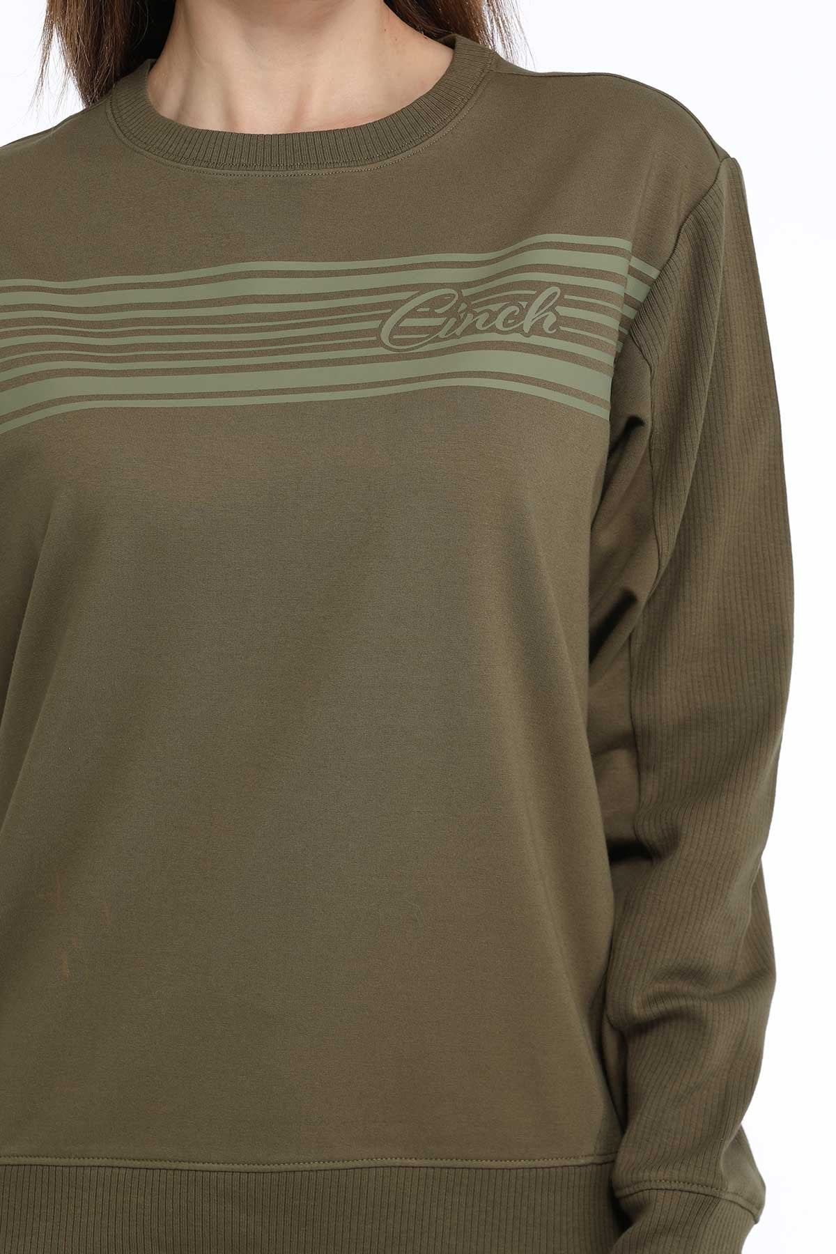 CINCH LADIES TERRY SWEATSHIRT - OLIVE