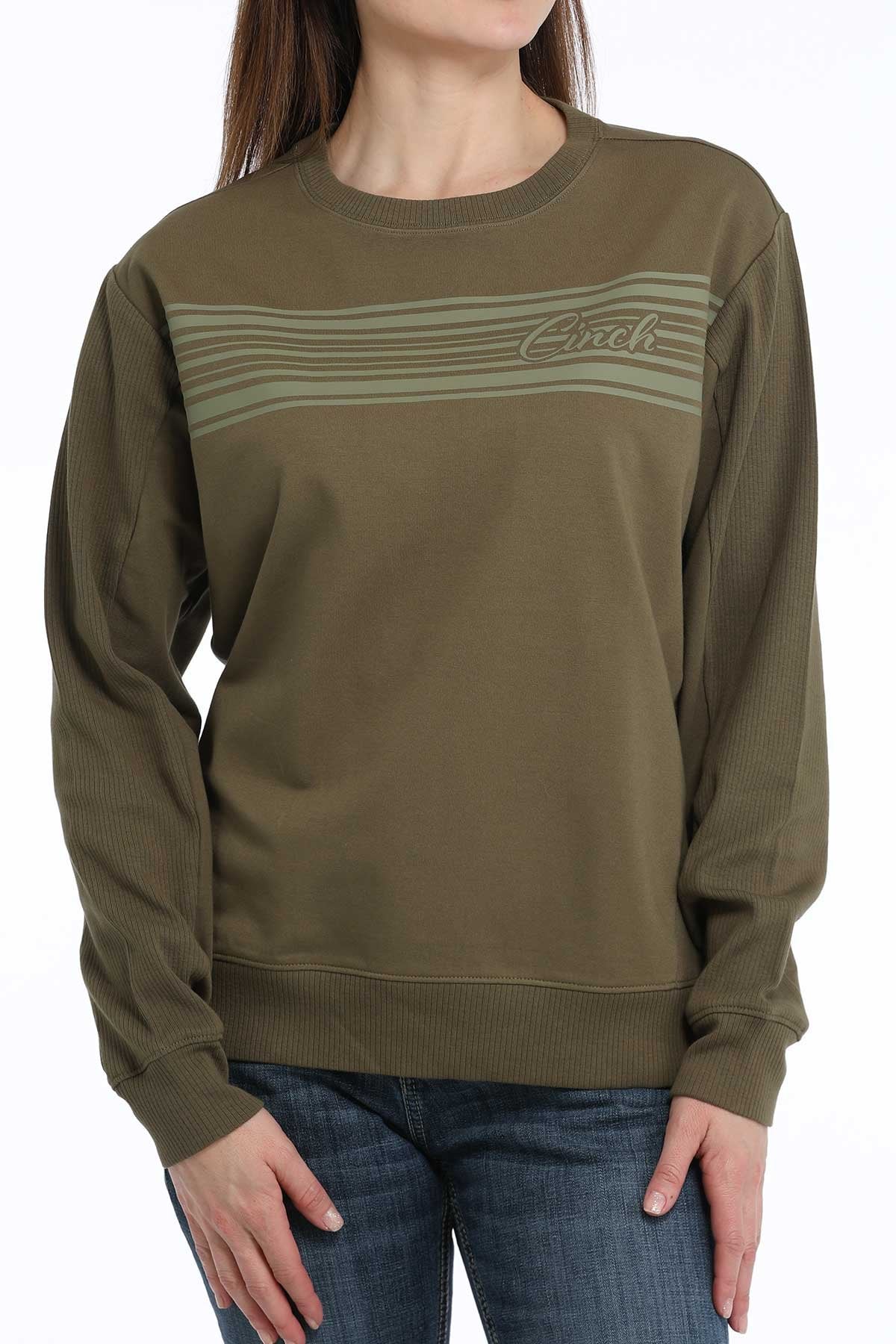 CINCH LADIES TERRY SWEATSHIRT - OLIVE