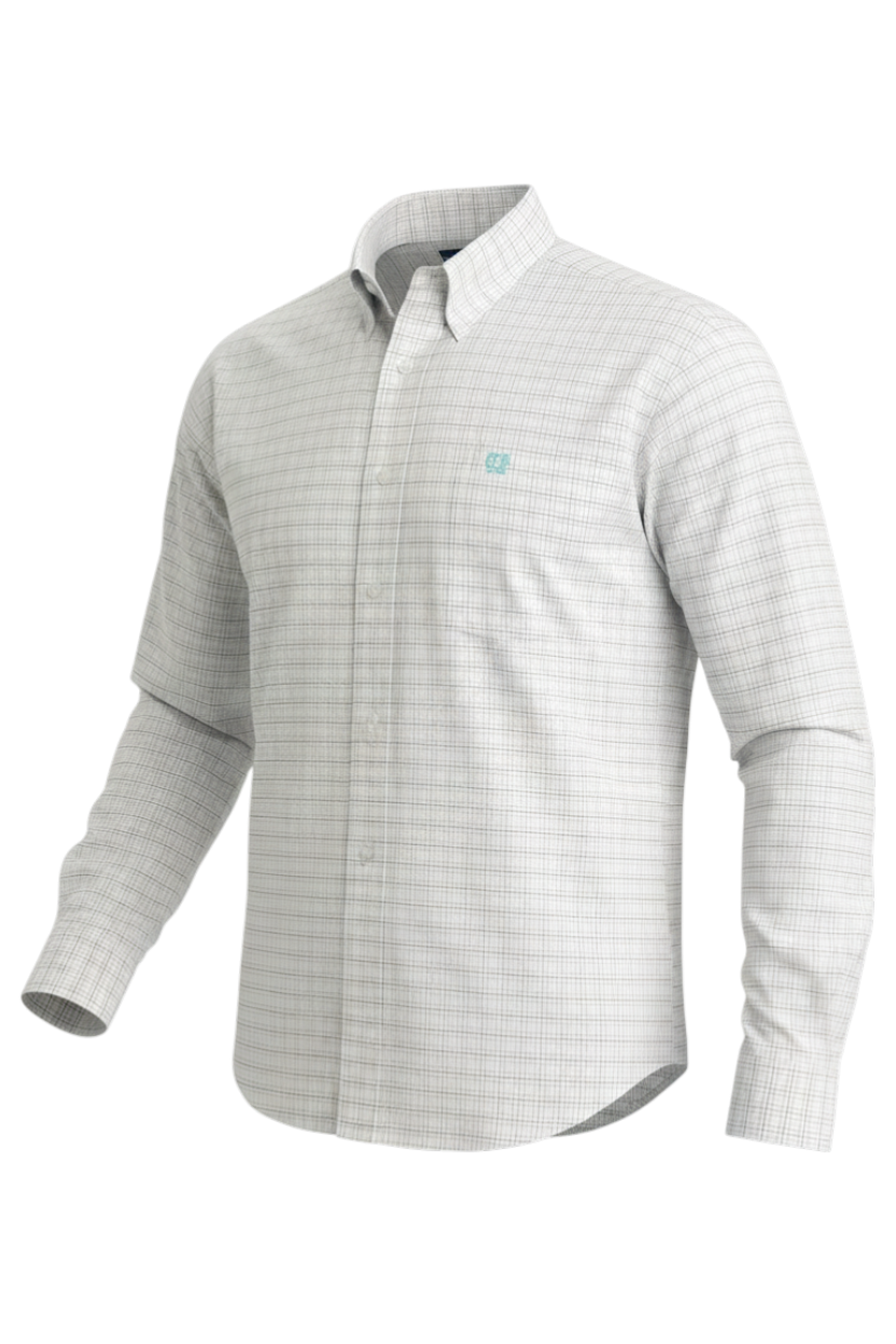 CINCH MENS LONG SLEEVE PLAID SHIRT - WHITE