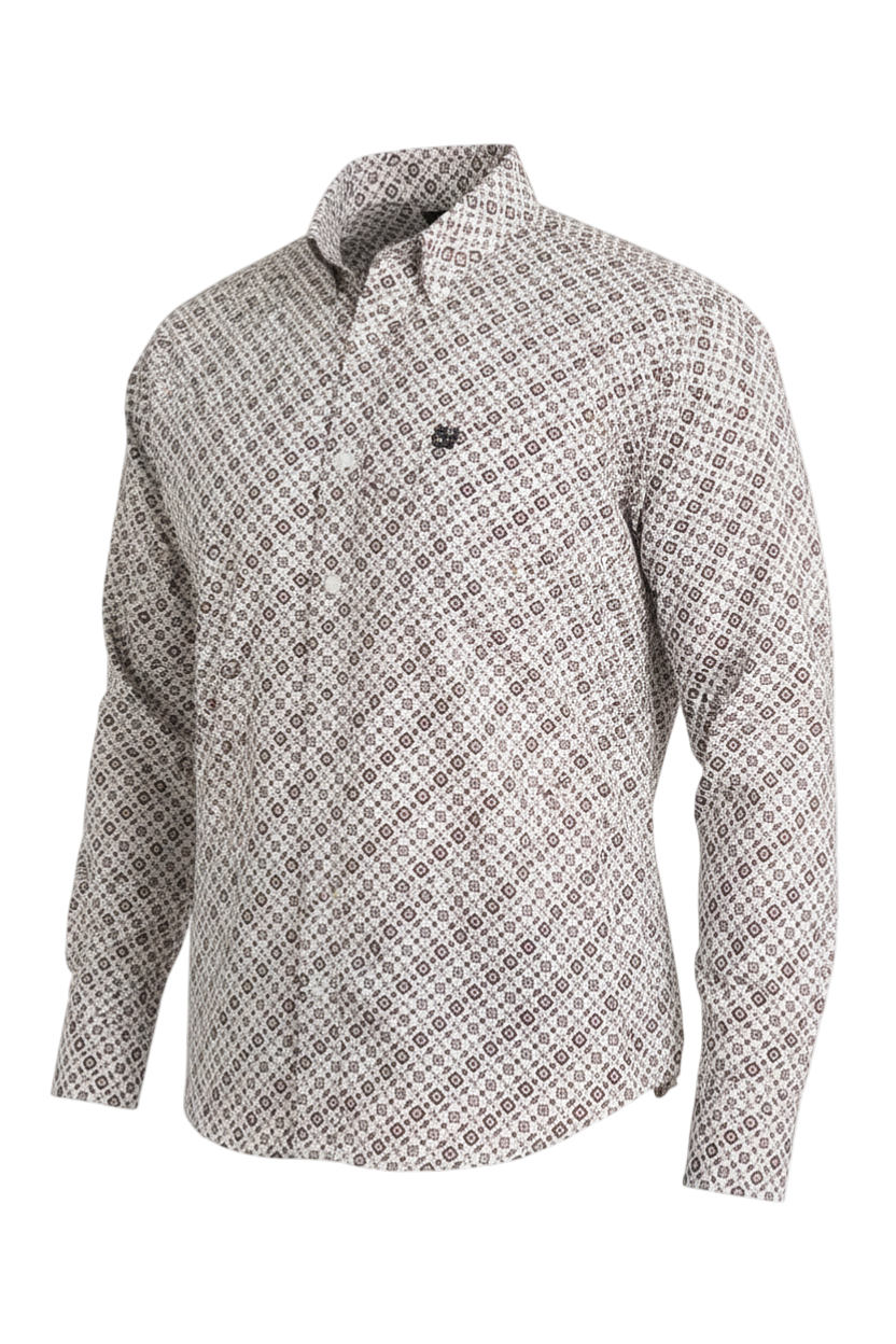 CINCH MEN'S PRINT SHIRT - WHITE**FINAL SALE**