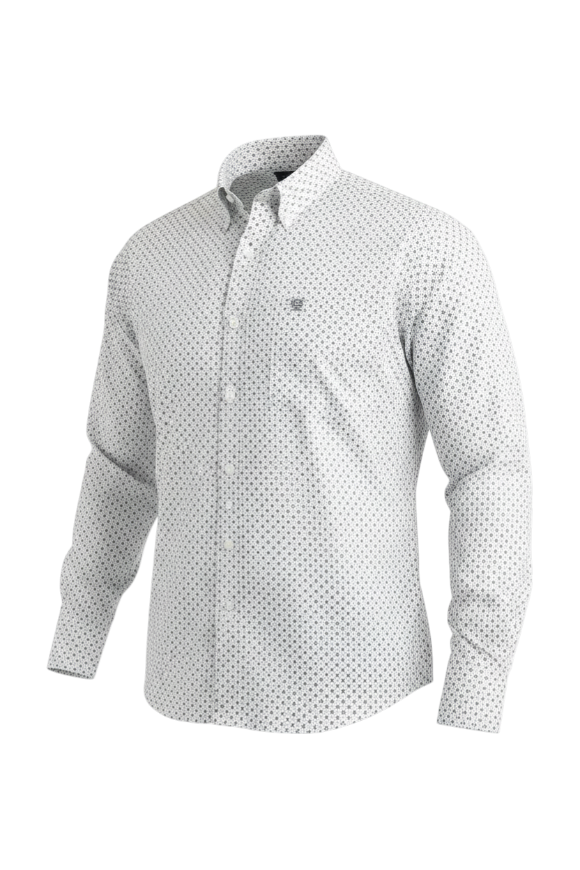 CINCH MEN'S PRINT SHIRT - WHITE**FINAL SALE**