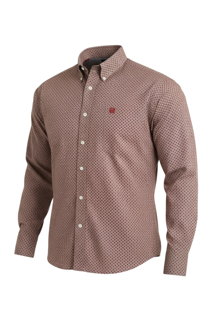 CINCH MEN'S PRINT SHIRT - BROWN**FINAL SALE**